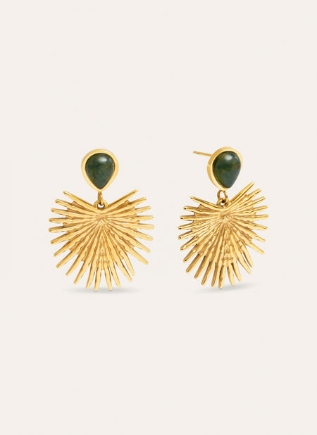 Pendientes Verde Catalina Acero Baño Oro
