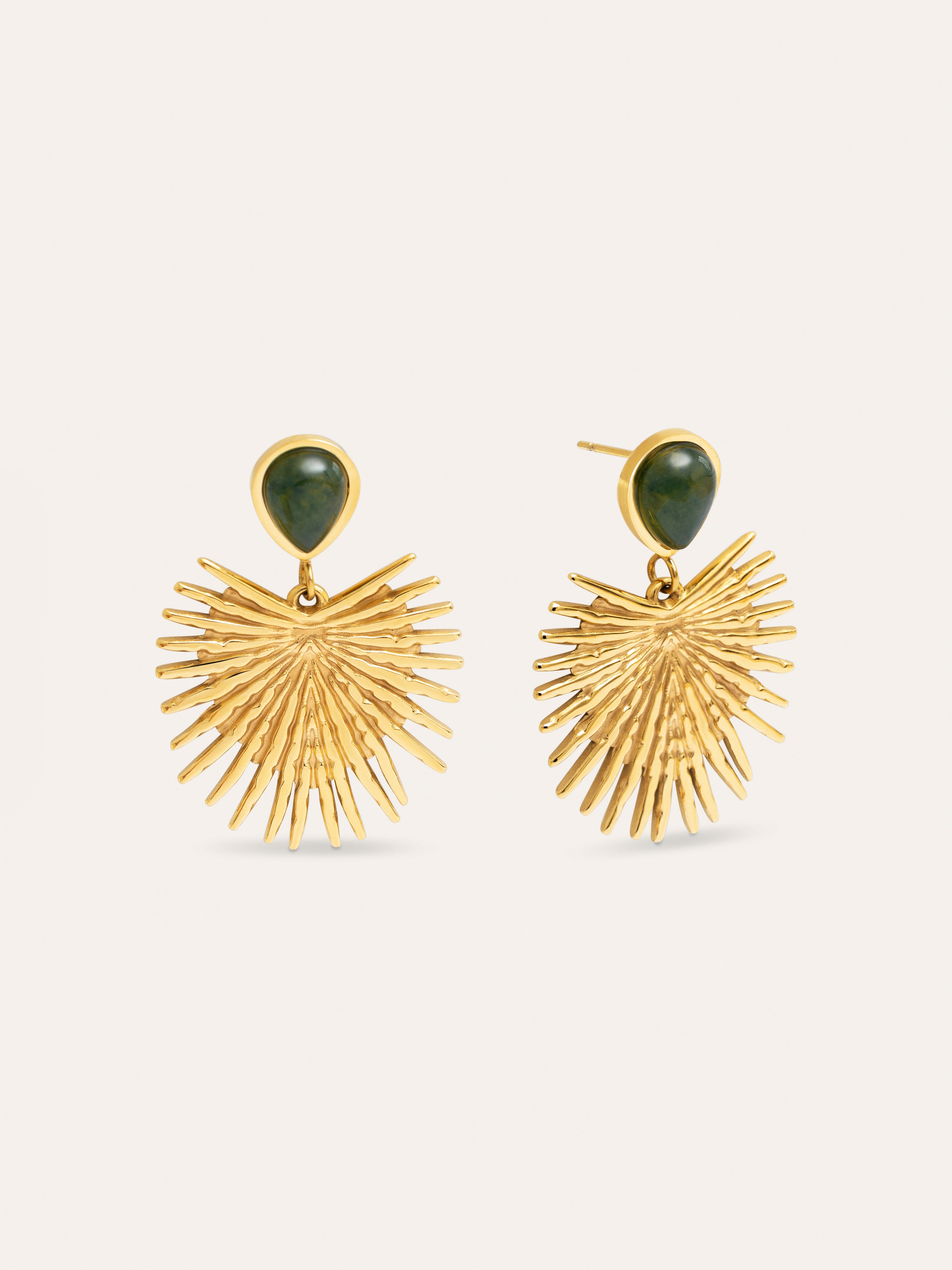 Pendientes Verde Catalina Acero Baño Oro