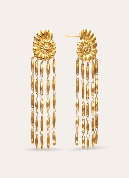 Pendientes Zafira Shells Acero Baño Oro
