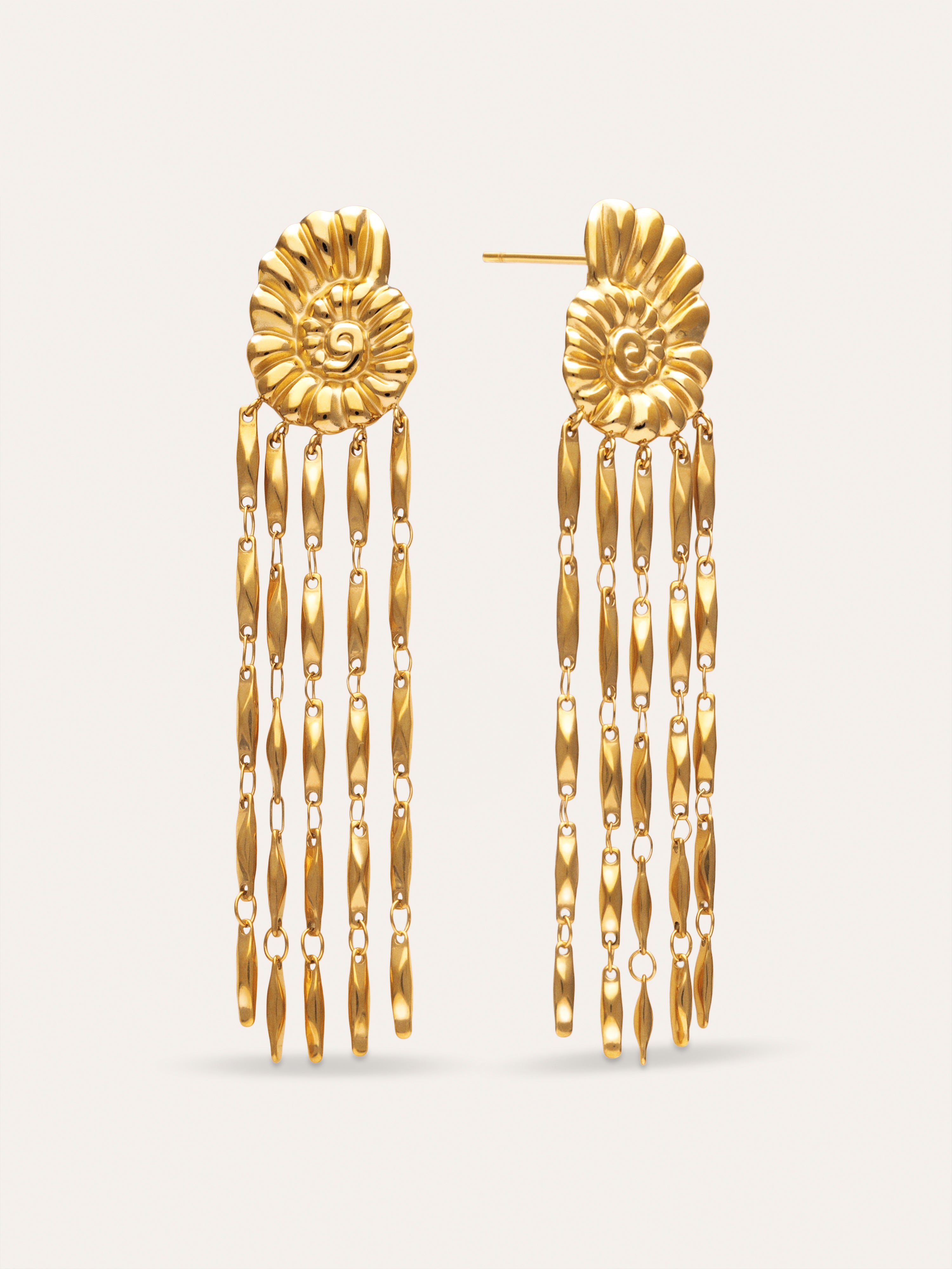 Pendientes Zafira Shells Acero Baño Oro