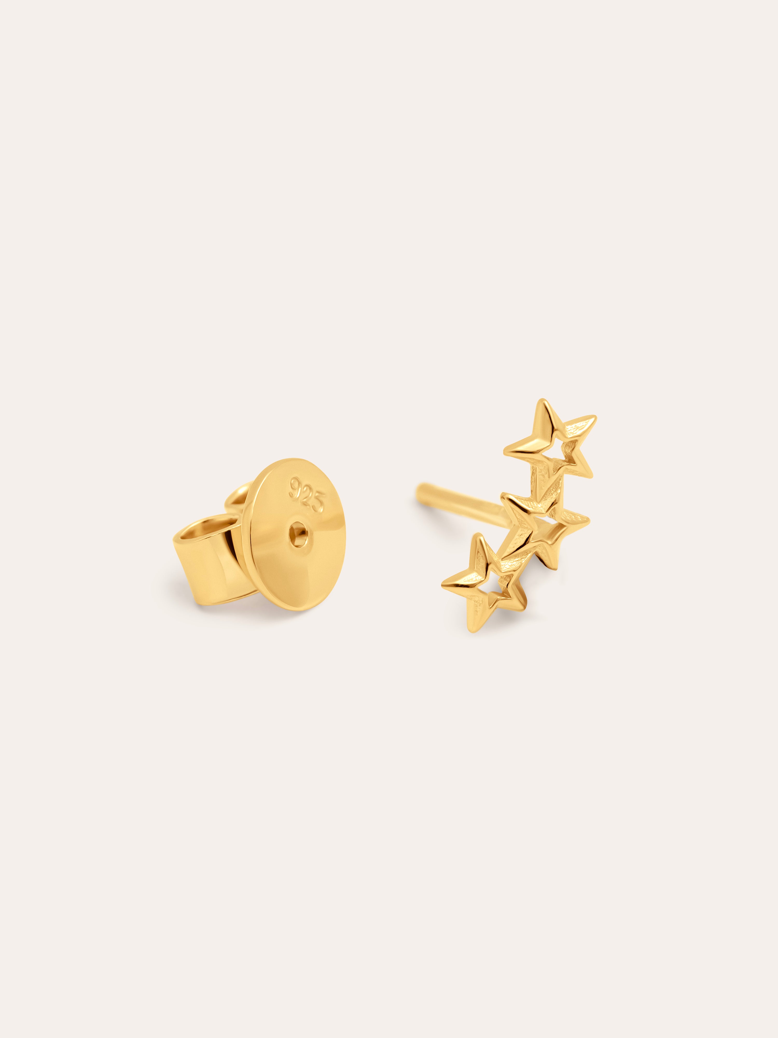 3 Star Gold Single Earring