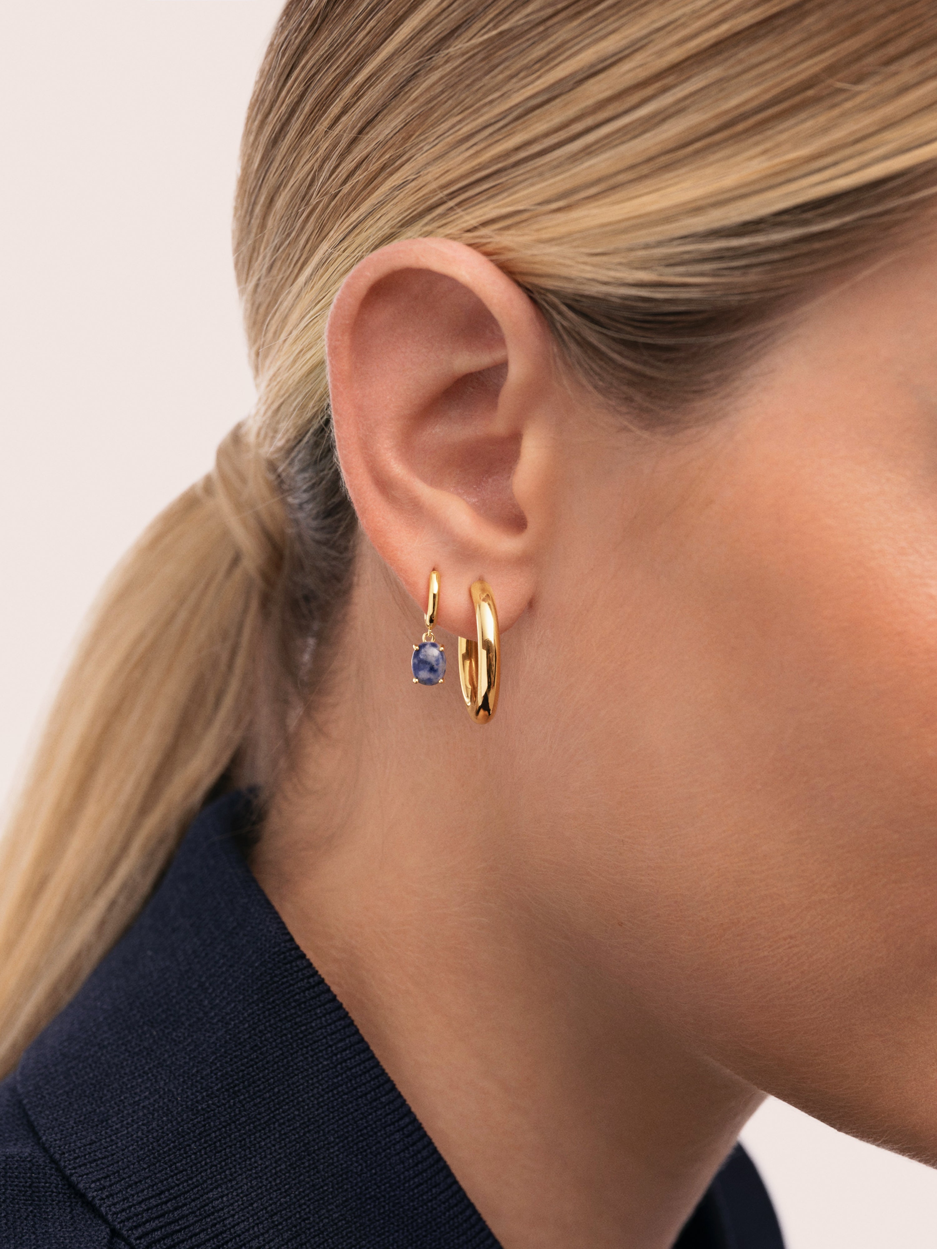 Catalina Stones Hoop Gold Single Earring