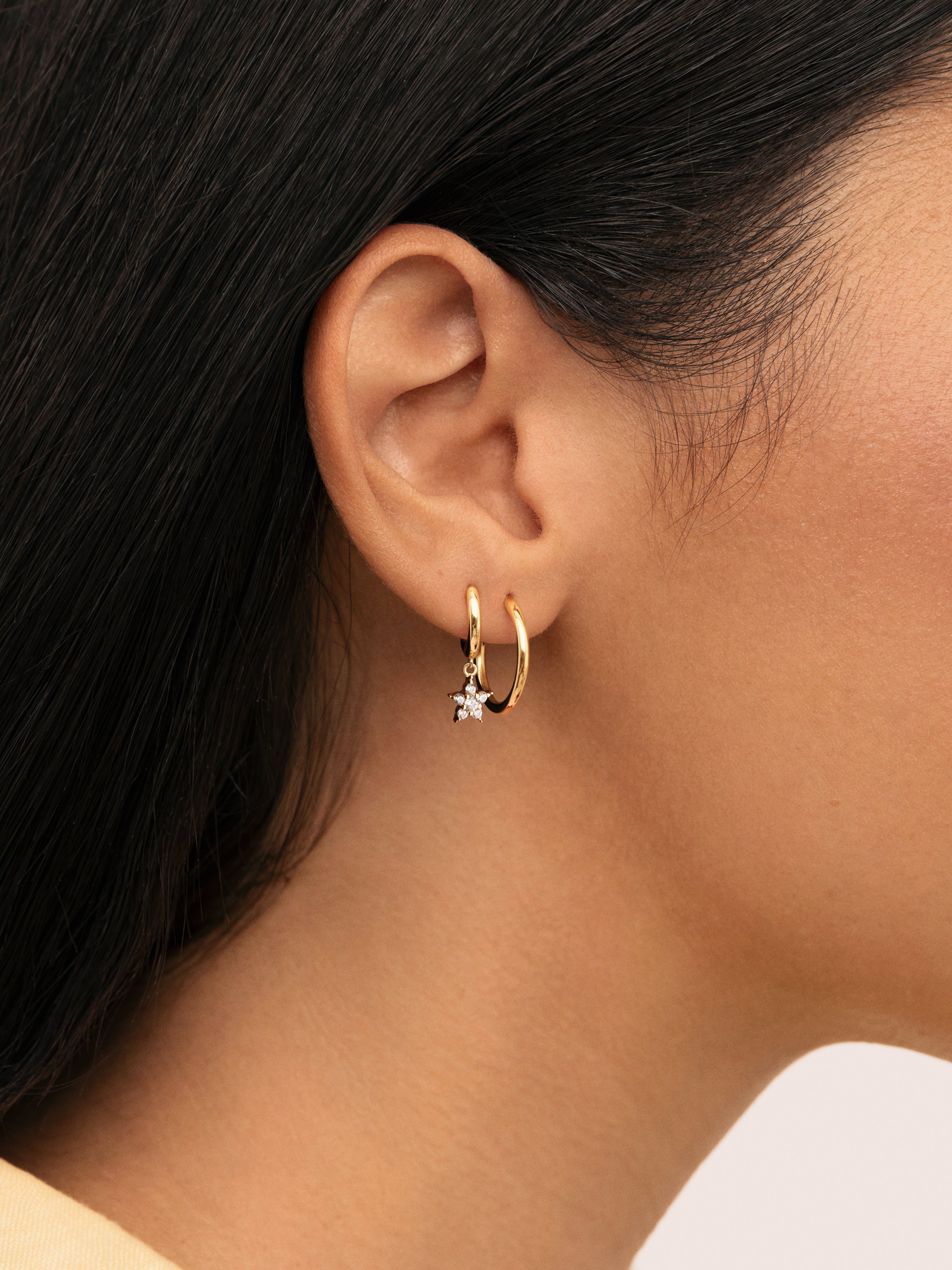 Pendiente Suelto Aro Starlight Plata Baño Oro