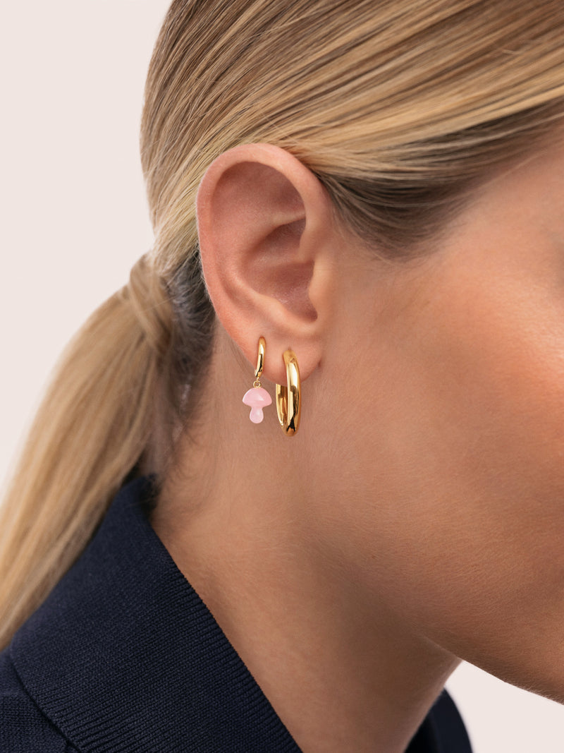 Einzelner Ohrring Pilz-Form Rosa 18kt Goldbeschichtung