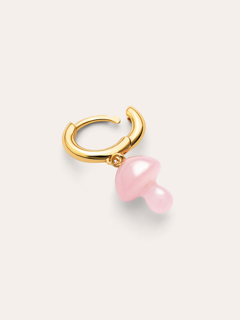 Einzelner Ohrring Pilz-Form Rosa 18kt Goldbeschichtung