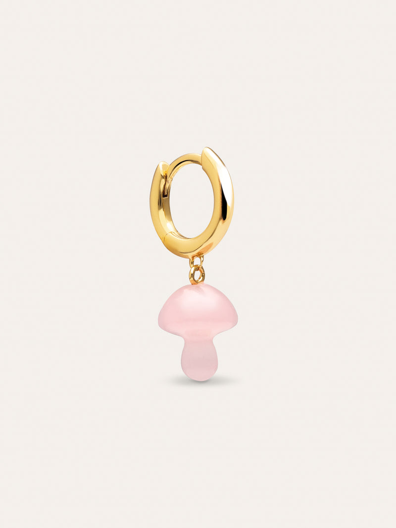 Einzelner Ohrring Pilz-Form Rosa 18kt Goldbeschichtung