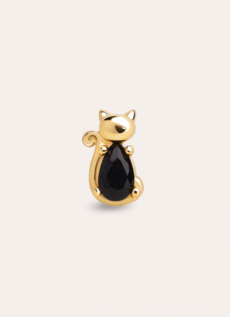 Pendiente Suelto Cat Black Baño Oro