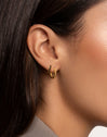 Boucle d'oreille seule Créole Cléo M Noir Plaqué Or
