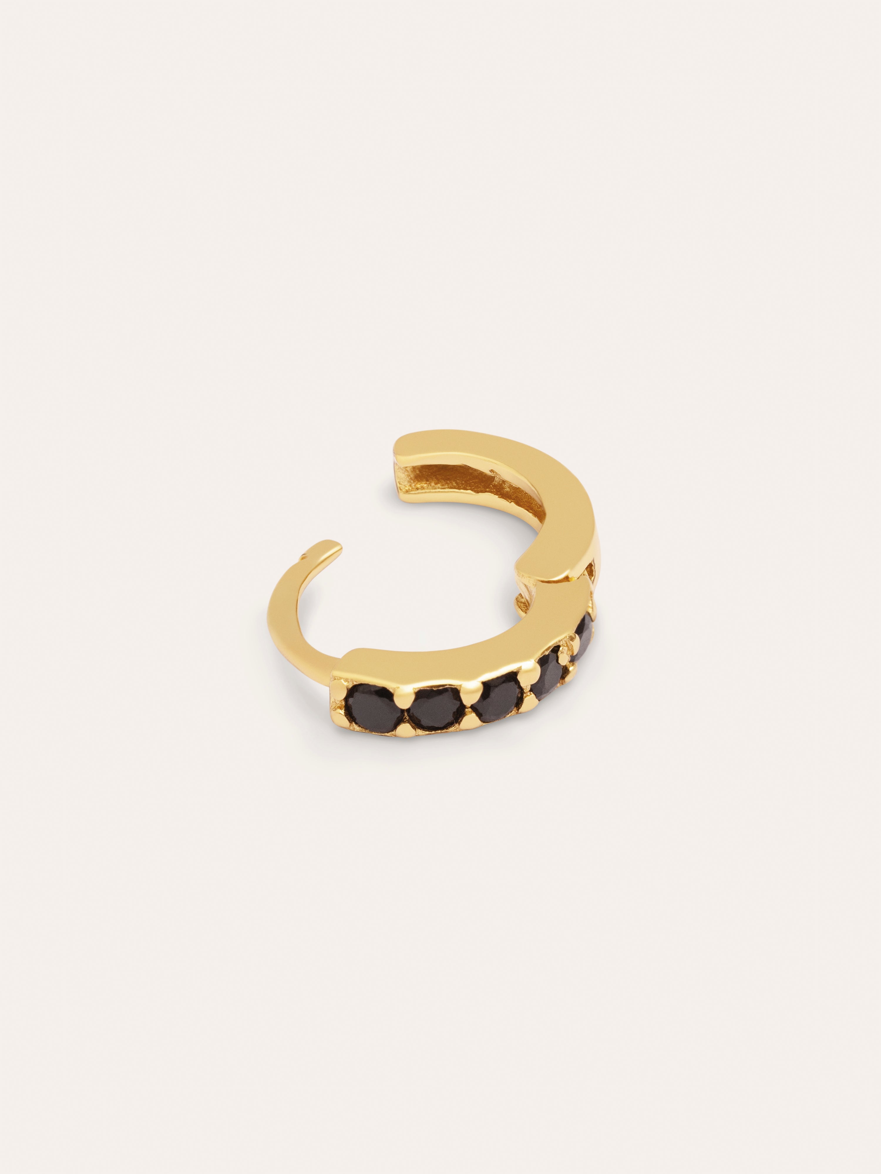 Boucle d'oreille seule Créole Cléo M Noir Plaqué Or