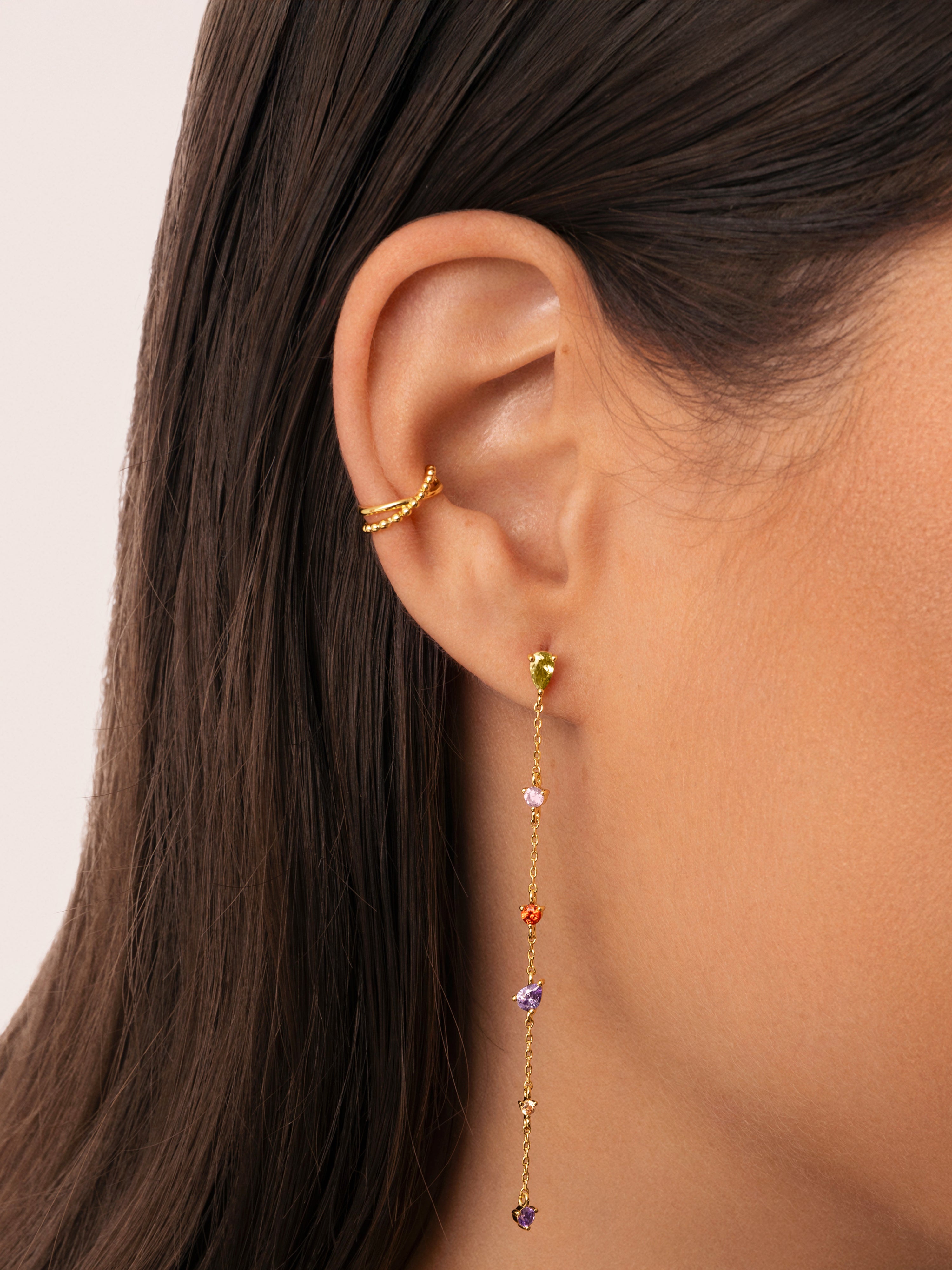 Pendiente Suelto Ear Cuff Nina Plata Baño Oro