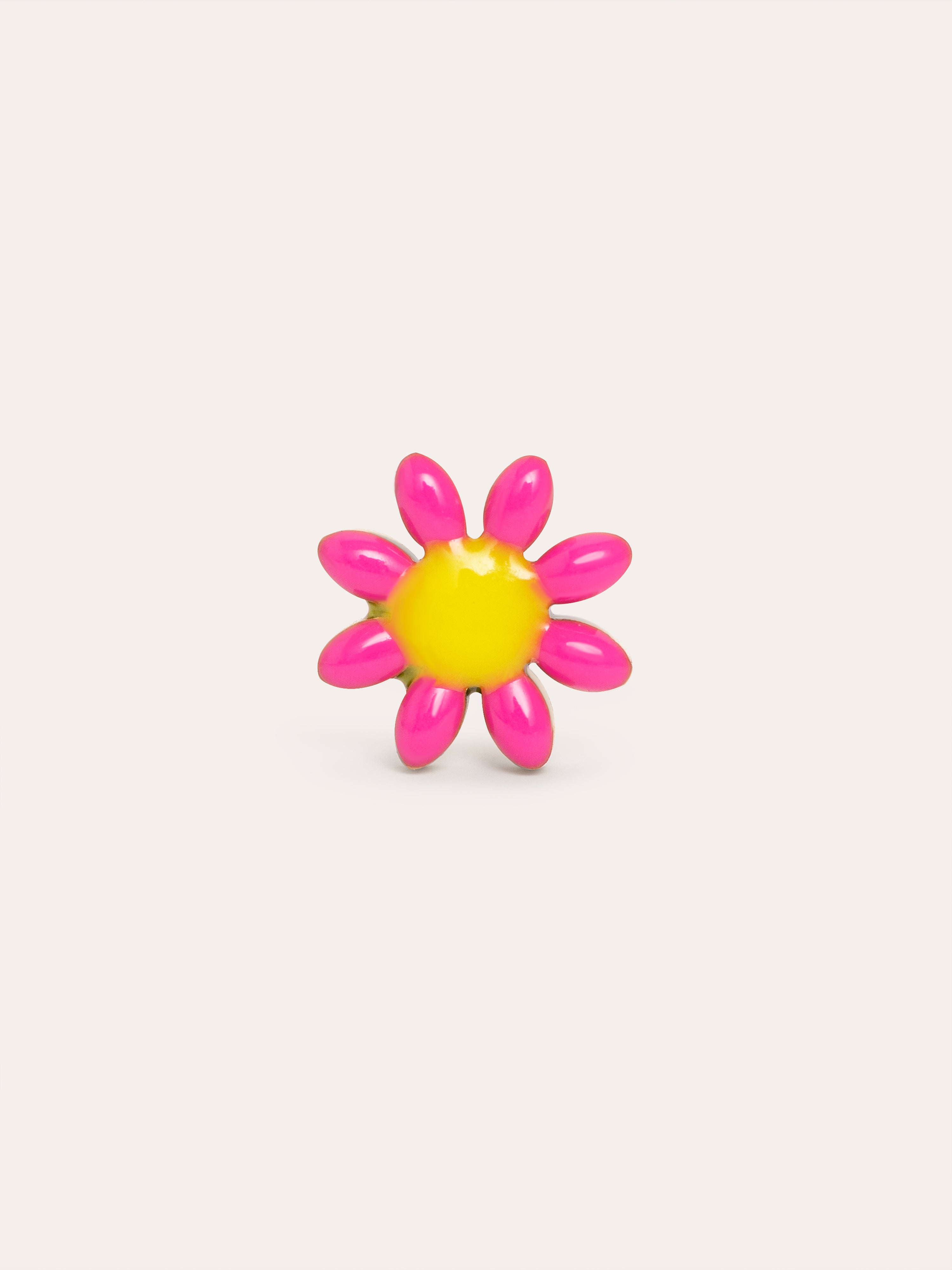 Pink Daisy May Gold Stainless Steel Single Earring