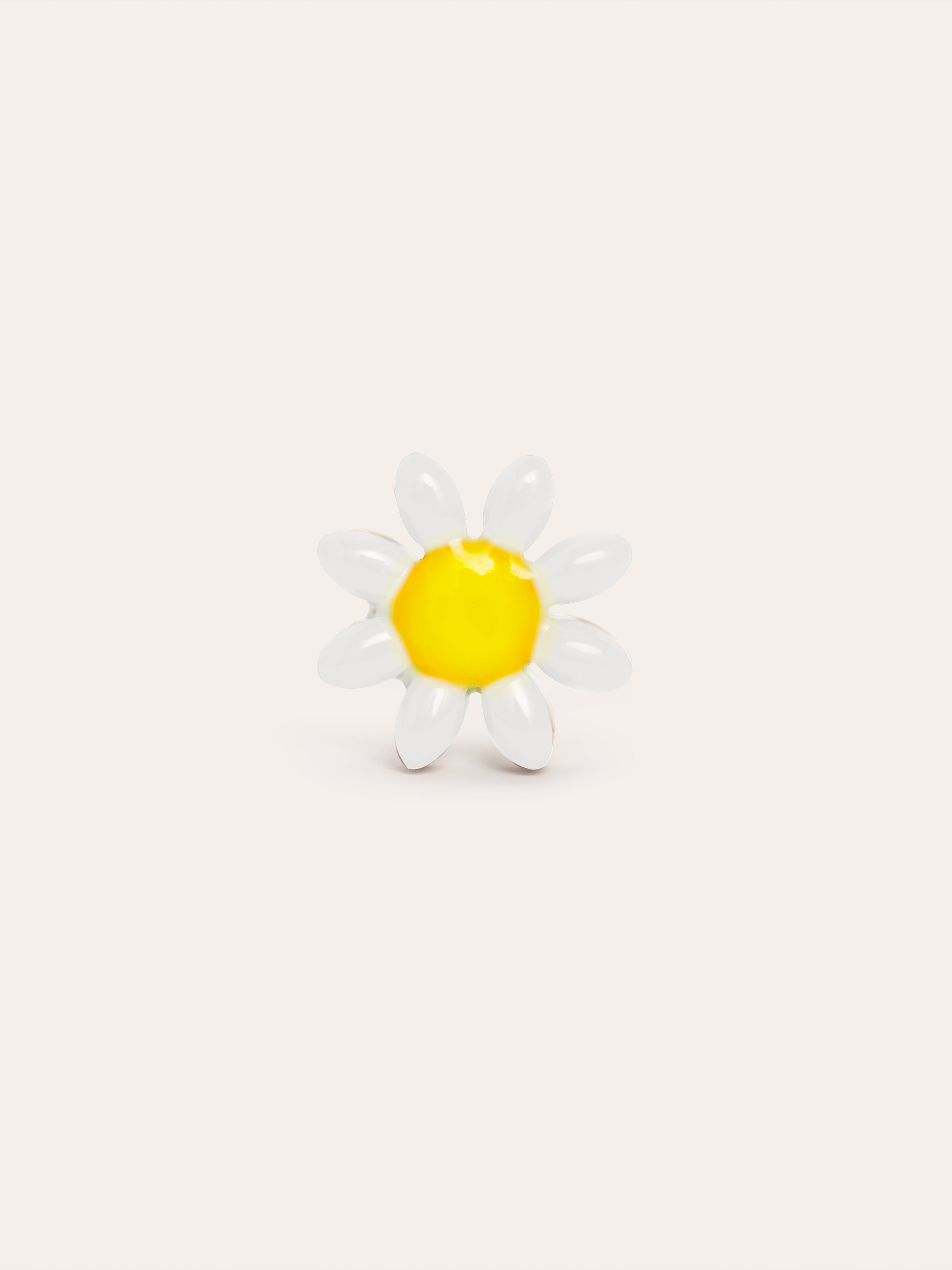 White Daisy May Gold Stainless Steel Single Earring