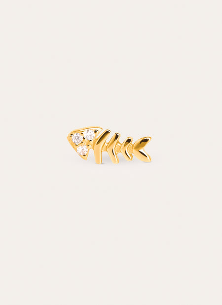 Brinco Solto Fishbone Spark Banho Ouro