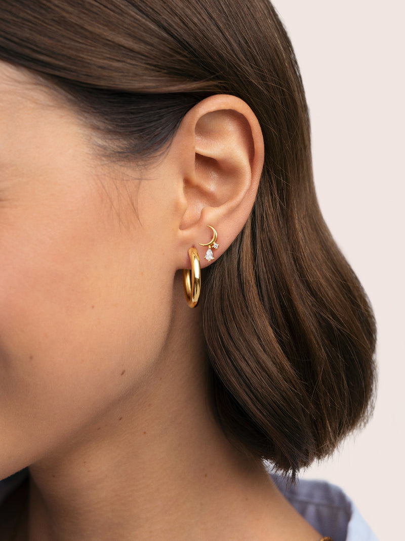 Boucle D’oreille à L’unité Lune Spark Argent Plaqué Or