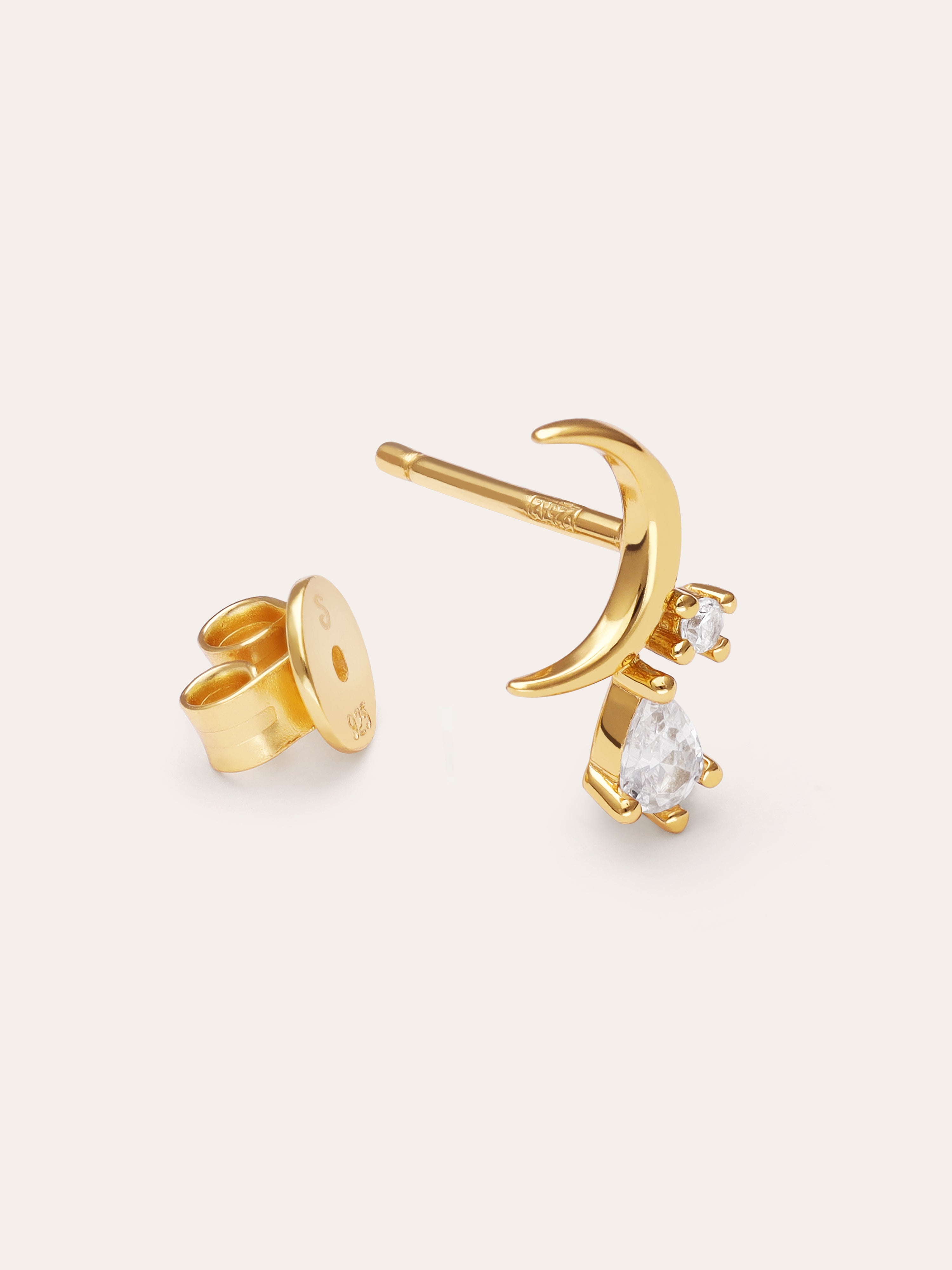 Boucle D’oreille à L’unité Lune Spark Argent Plaqué Or