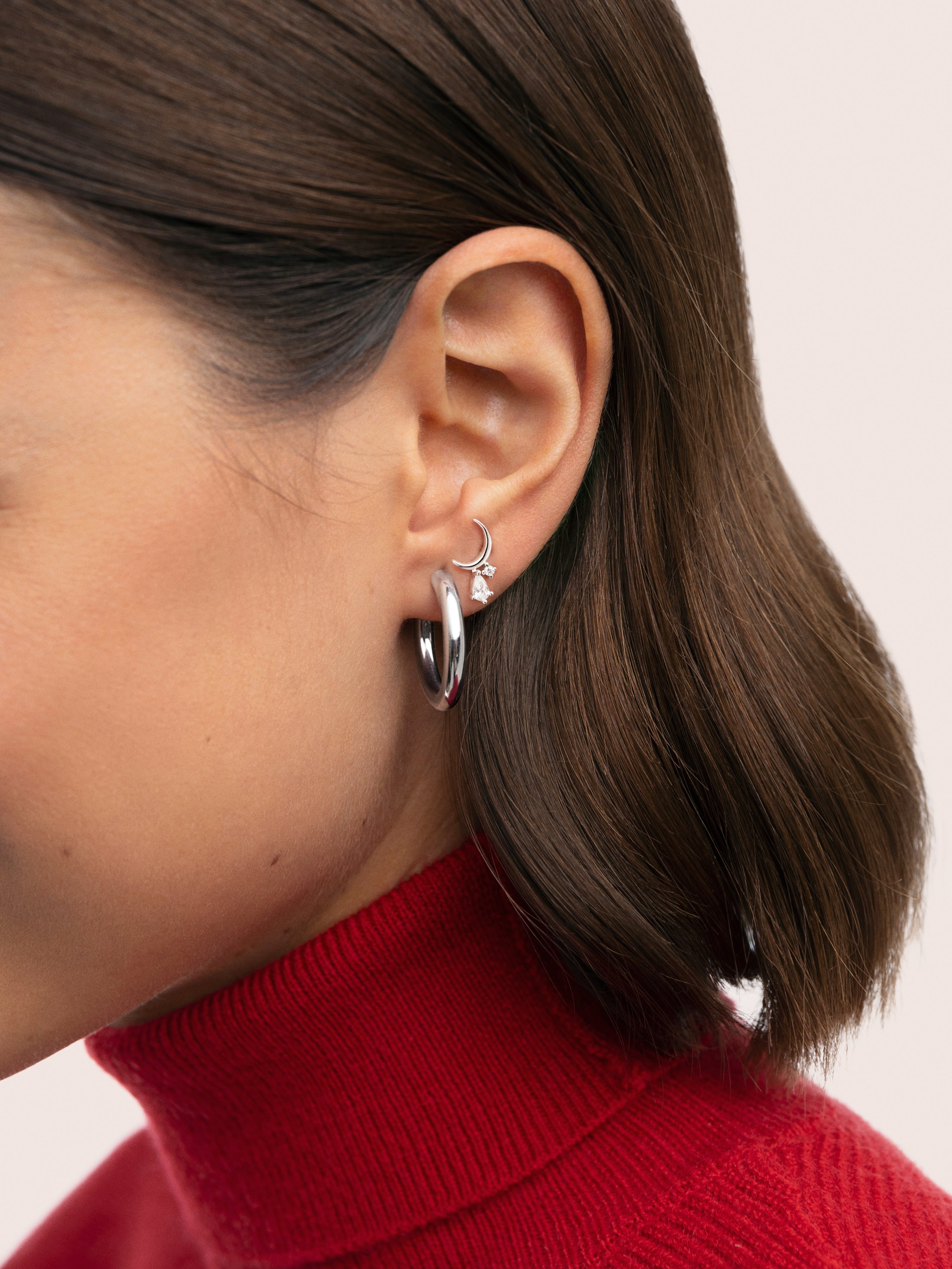Boucle D’oreille à L’unité Lune Spark Argent