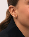 Mini Spark Heart Gold-Plated Silver Single Earring - puesto en modelo