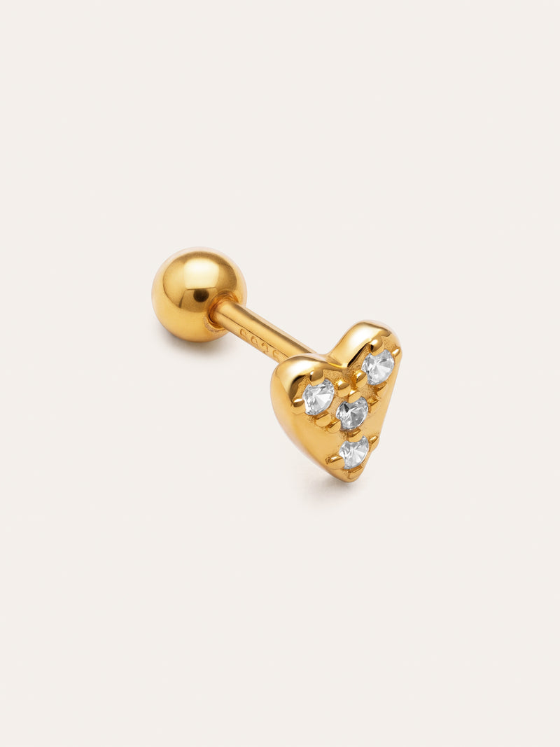 Mini Spark Heart Gold-Plated Silver Single Earring