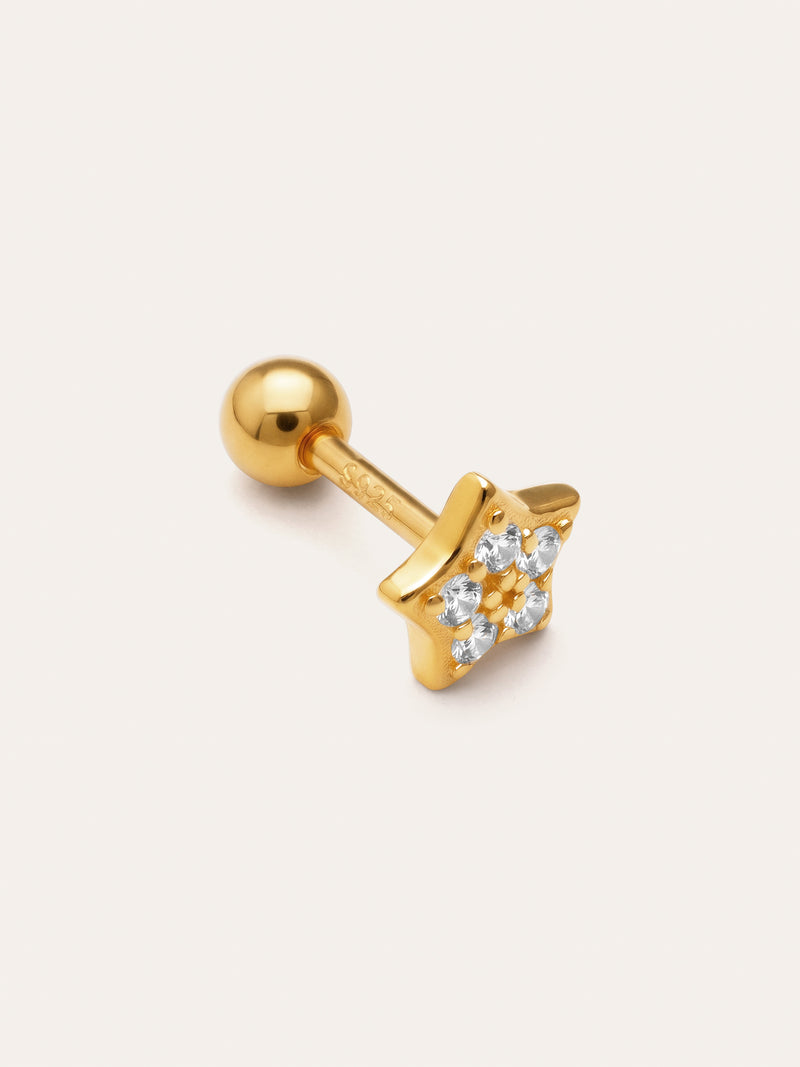 Pendiente Suelto Mini Estrella Spark Plata Baño Oro
