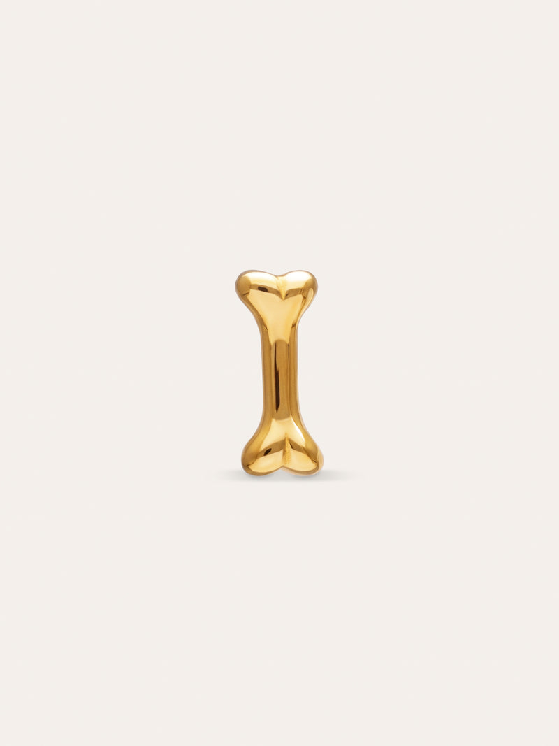 Brinco Solto Mini Ossinho Prata Banho a Ouro