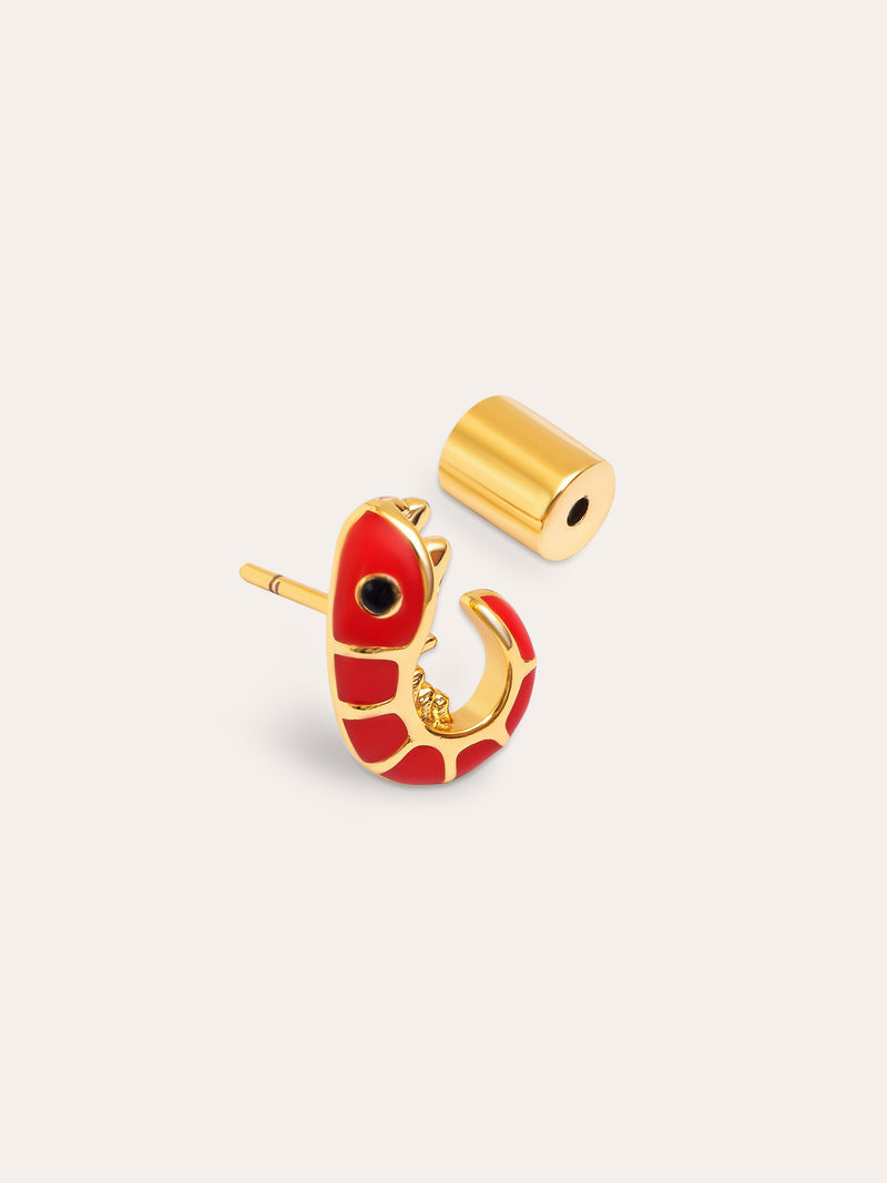 Prawn Enamel Ohrring, vergoldet