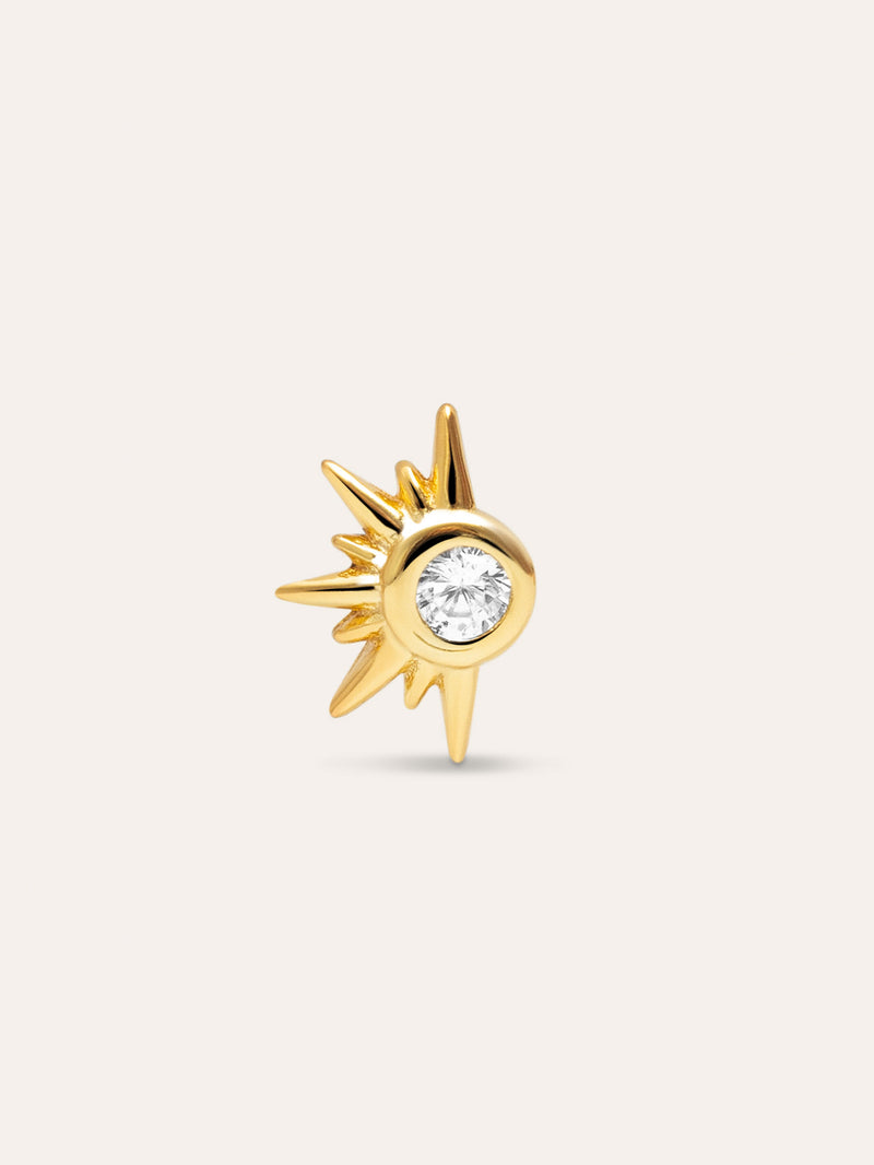 Brinco Solitário Solar Banhado a Ouro