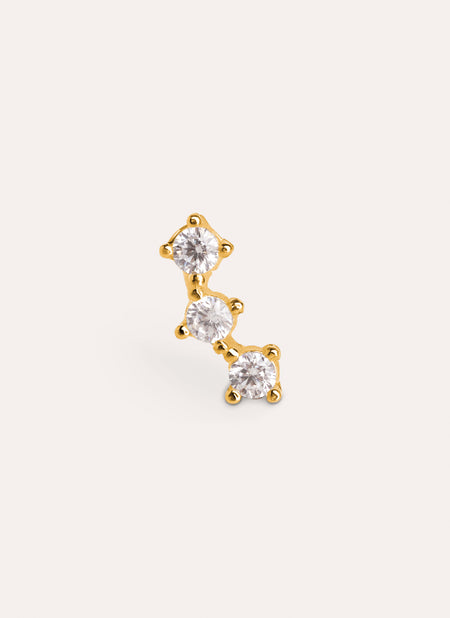 Triple Spark Gold Single Earring