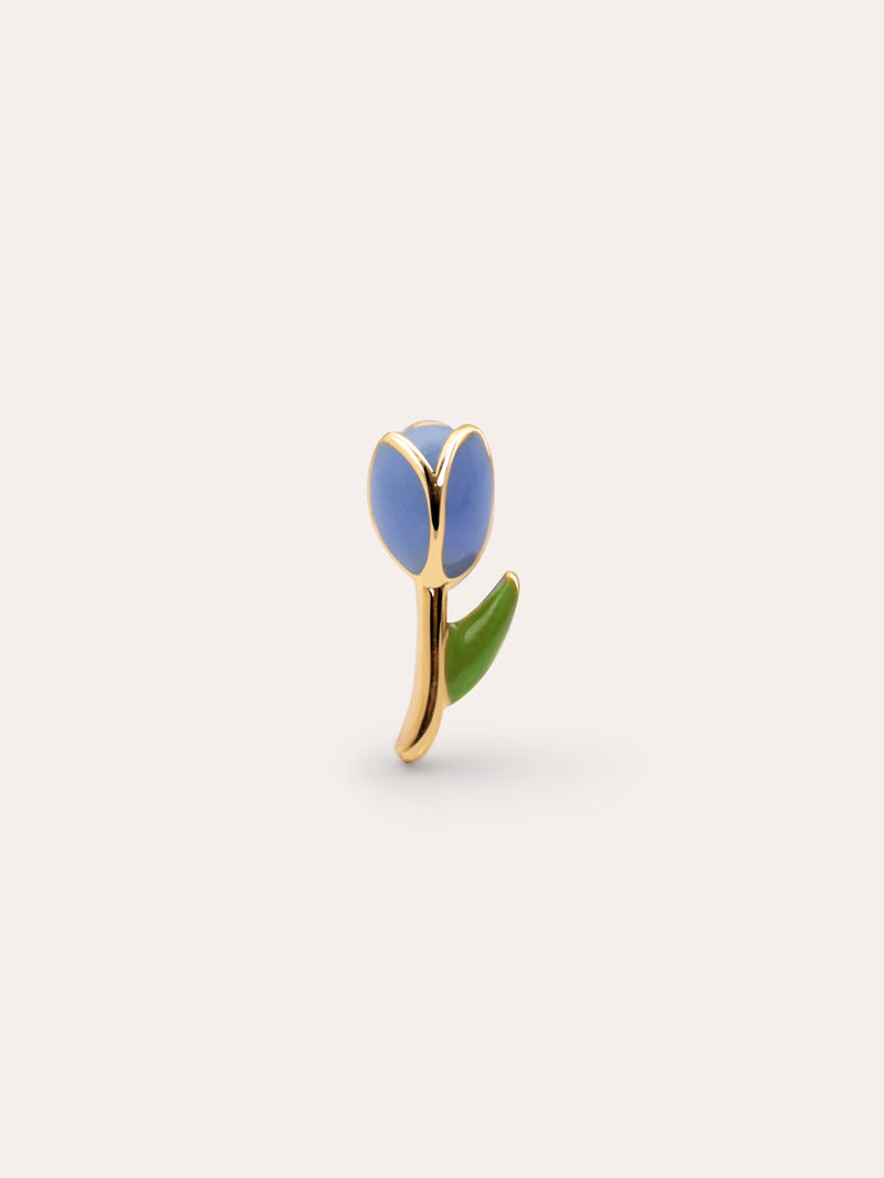 Tulip Einzelner Ohrring Silber, vergoldet