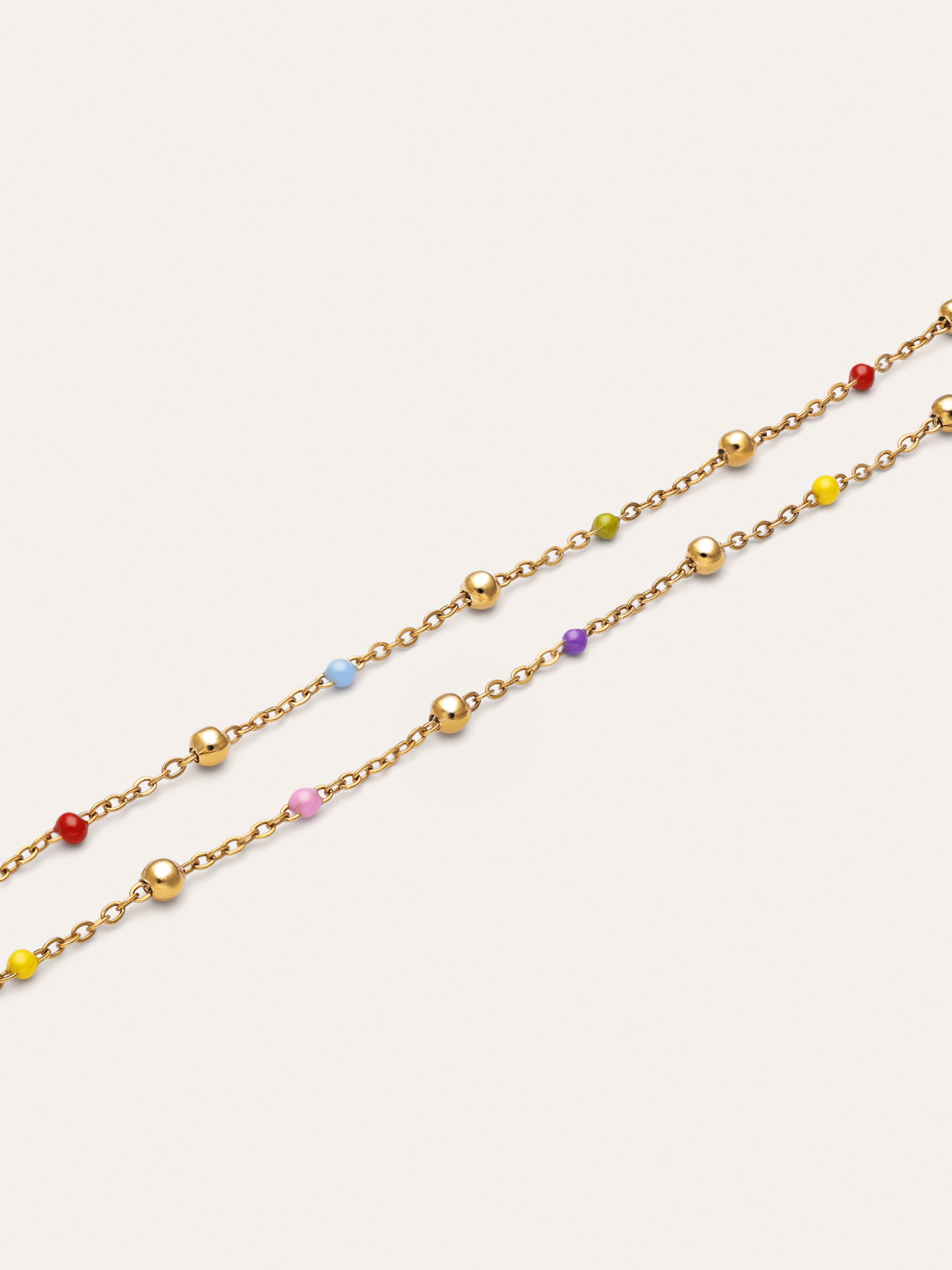 Pack 2 Pulseras Amistad Colores Acero Baño Oro