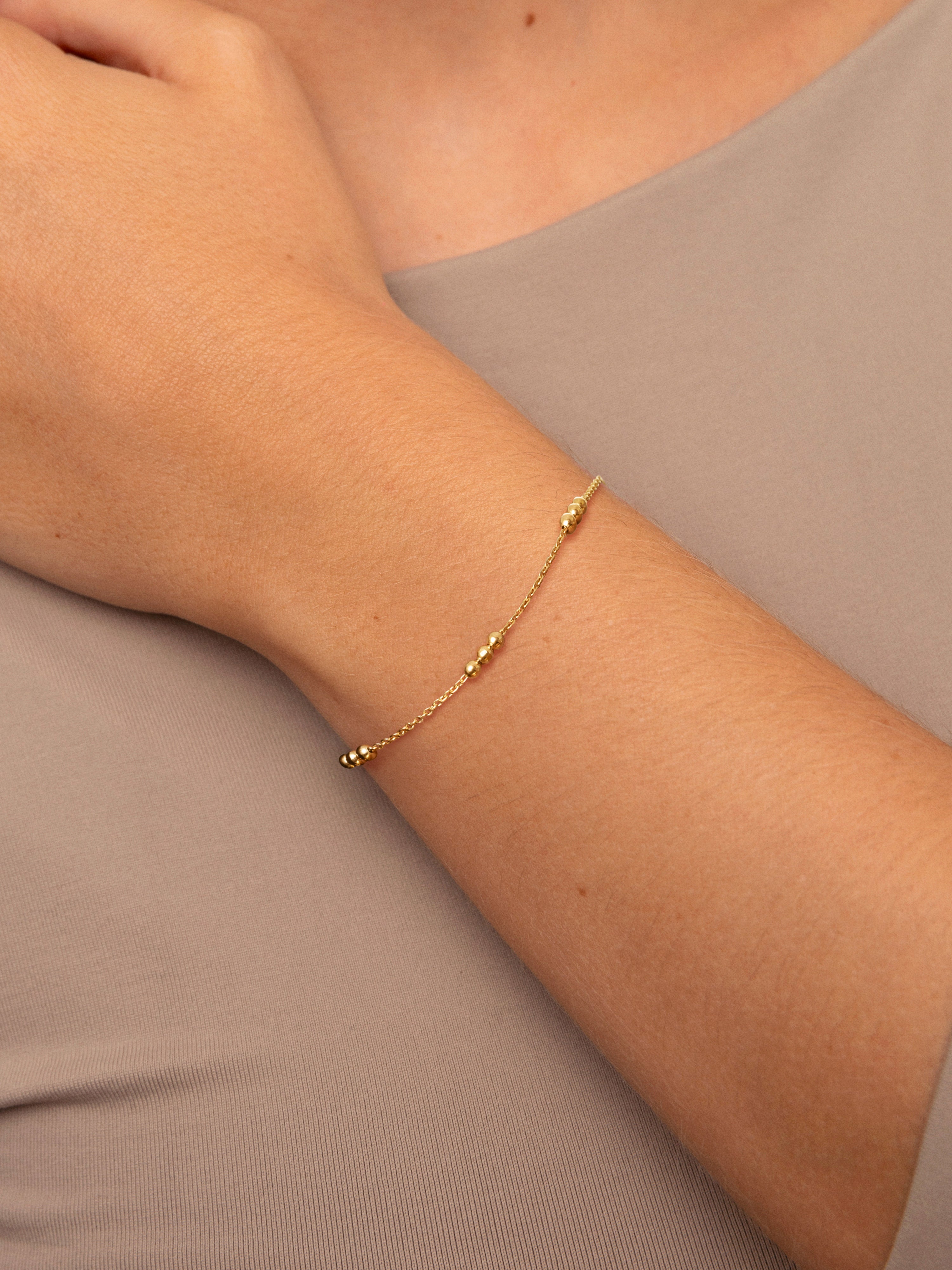 Pulsera Triple Dots Acero Baño Oro