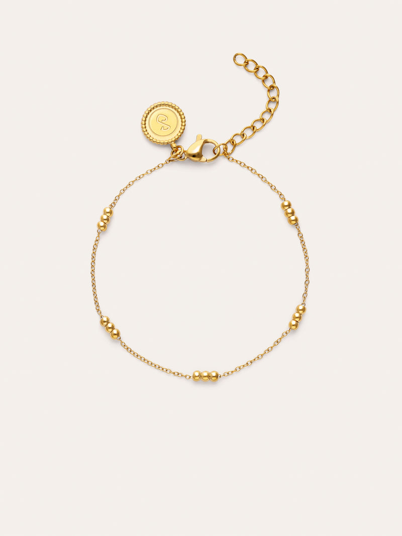Pulsera Triple Dots Acero Baño Oro