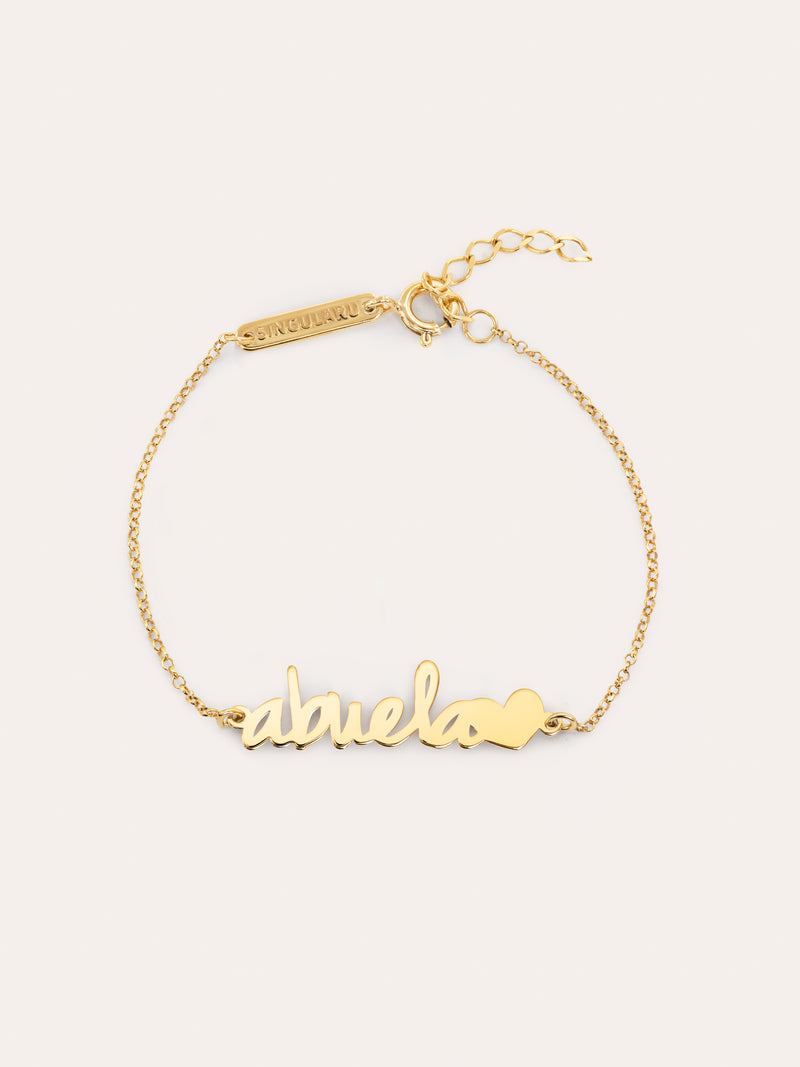Pulsera Abuela Heart Plata Baño Oro