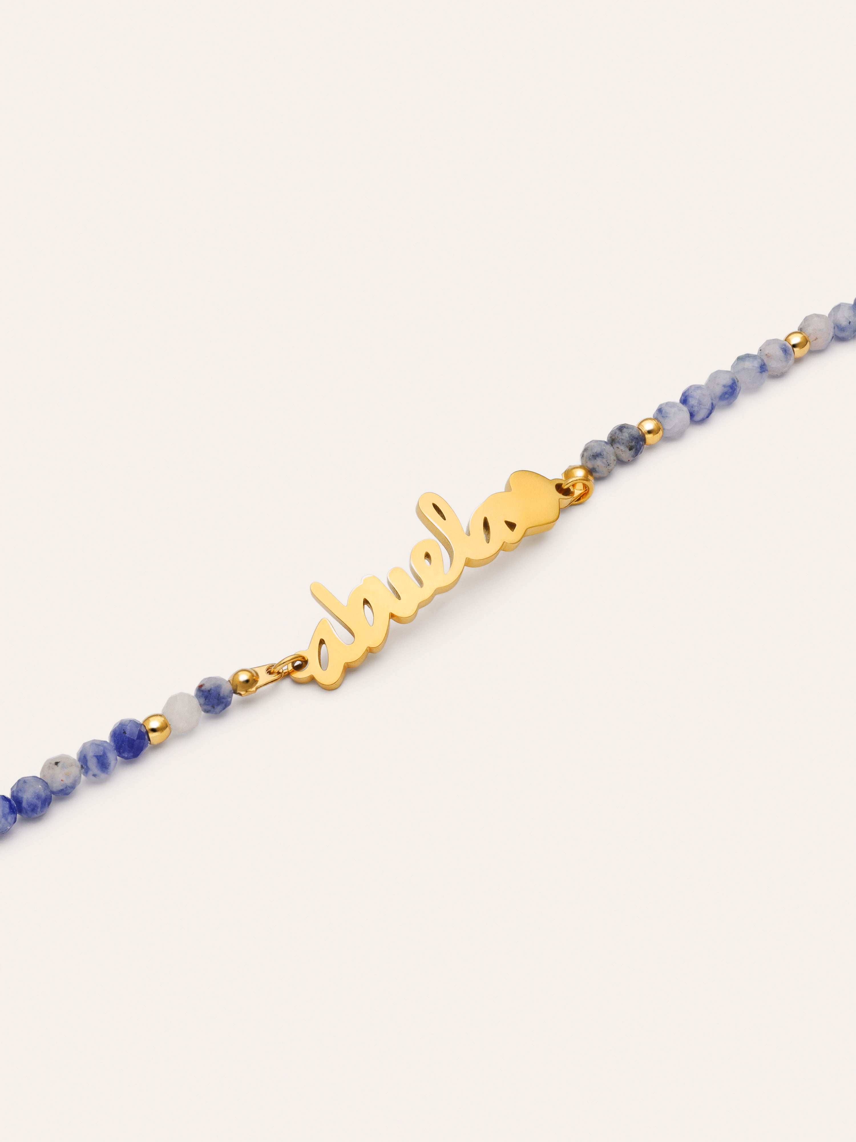 Pulsera Abuela Heart Cianita Acero Baño Oro