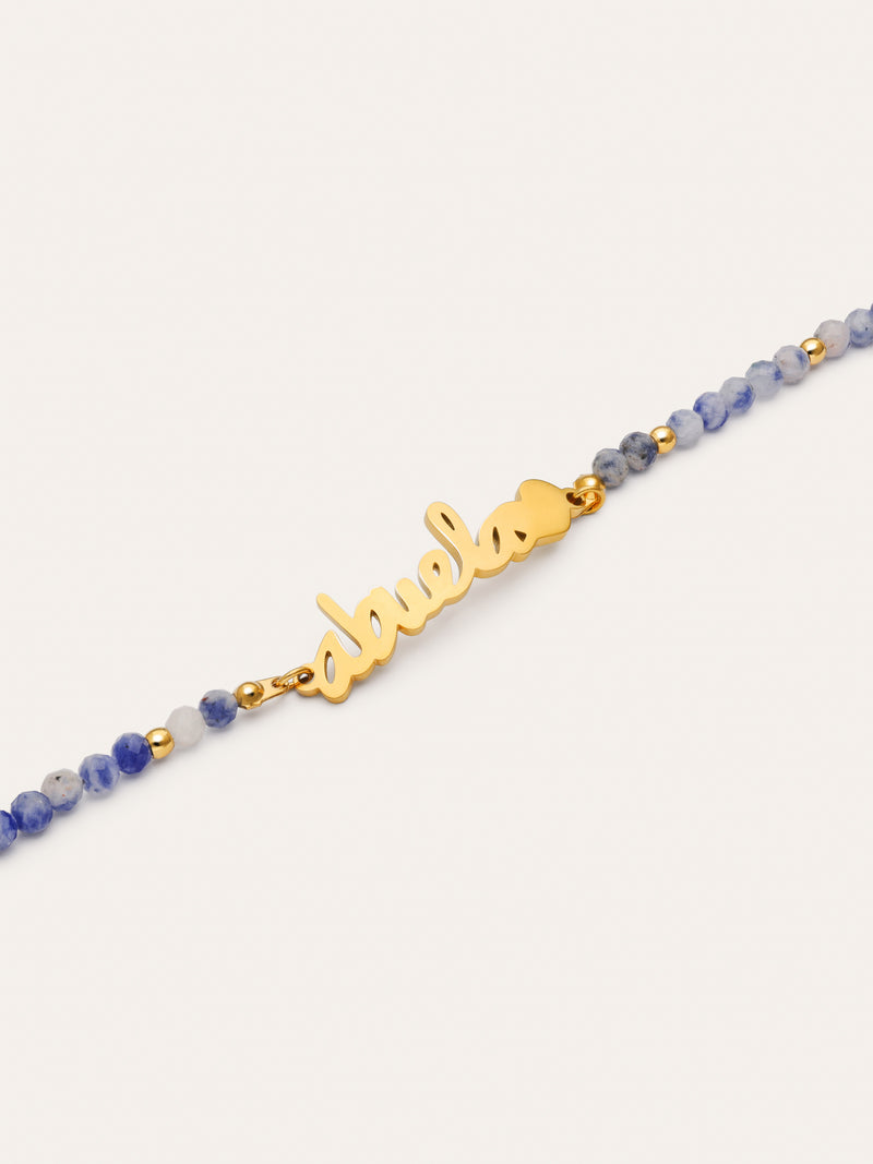 Pulsera Abuela Heart Cianita Acero Baño Oro