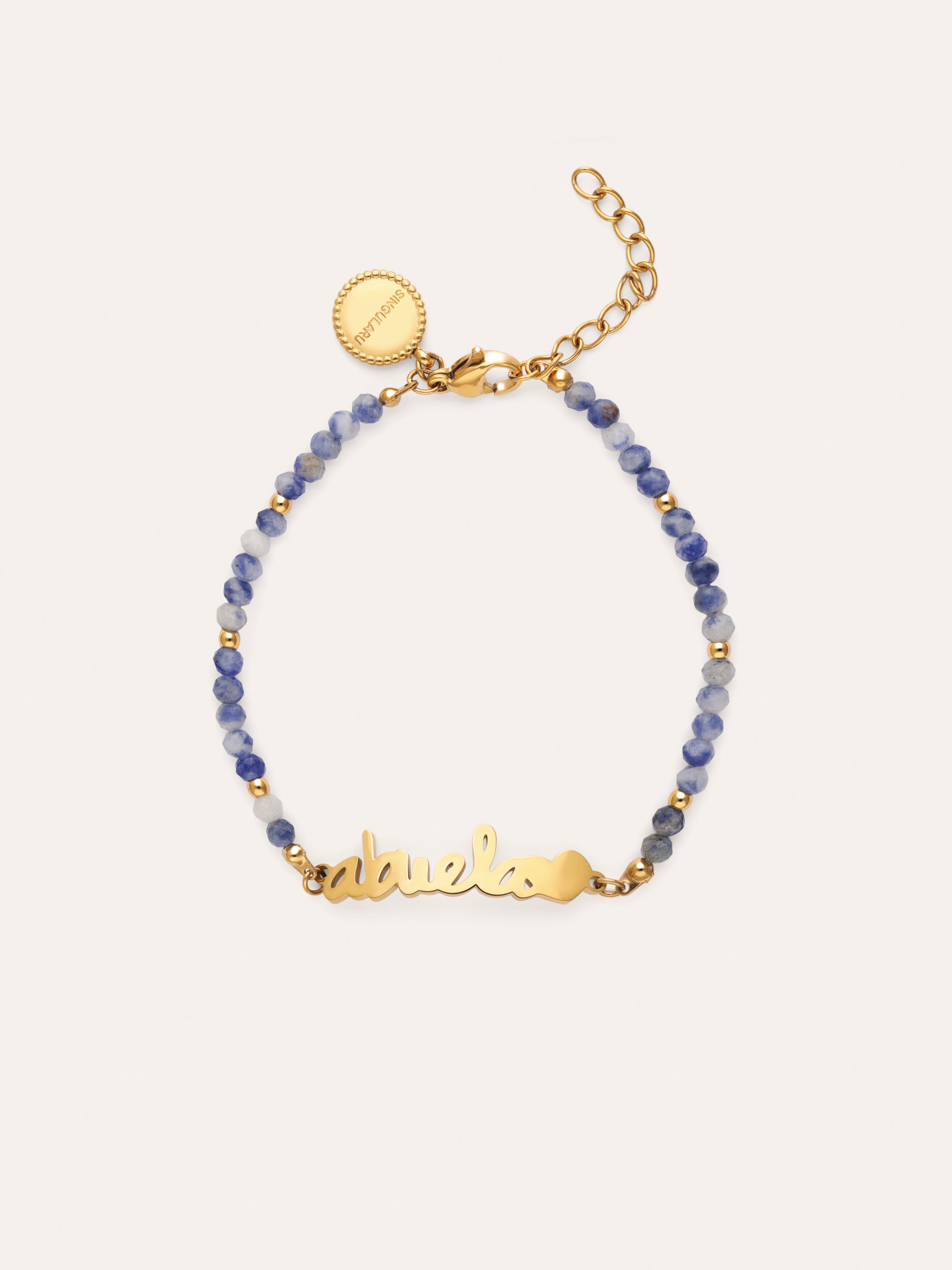 Pulsera Abuela Heart Cianita Acero Baño Oro