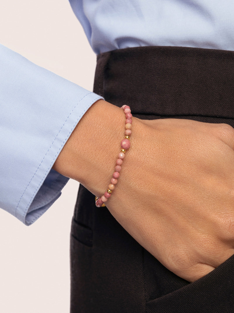Amulet Rhodochrosit Armband Edelstahl, vergoldet 