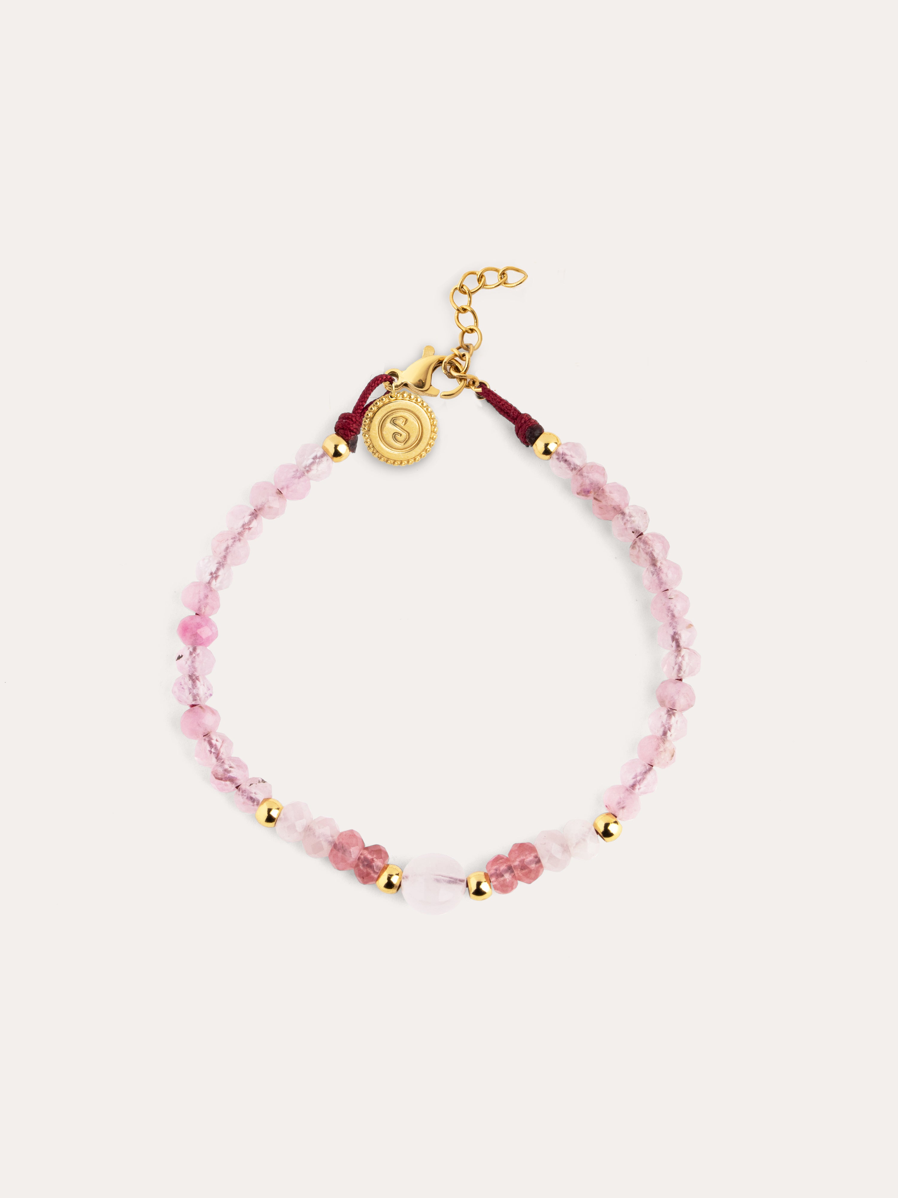 Pulsera Amulet Rose Quartz Acero Baño Oro