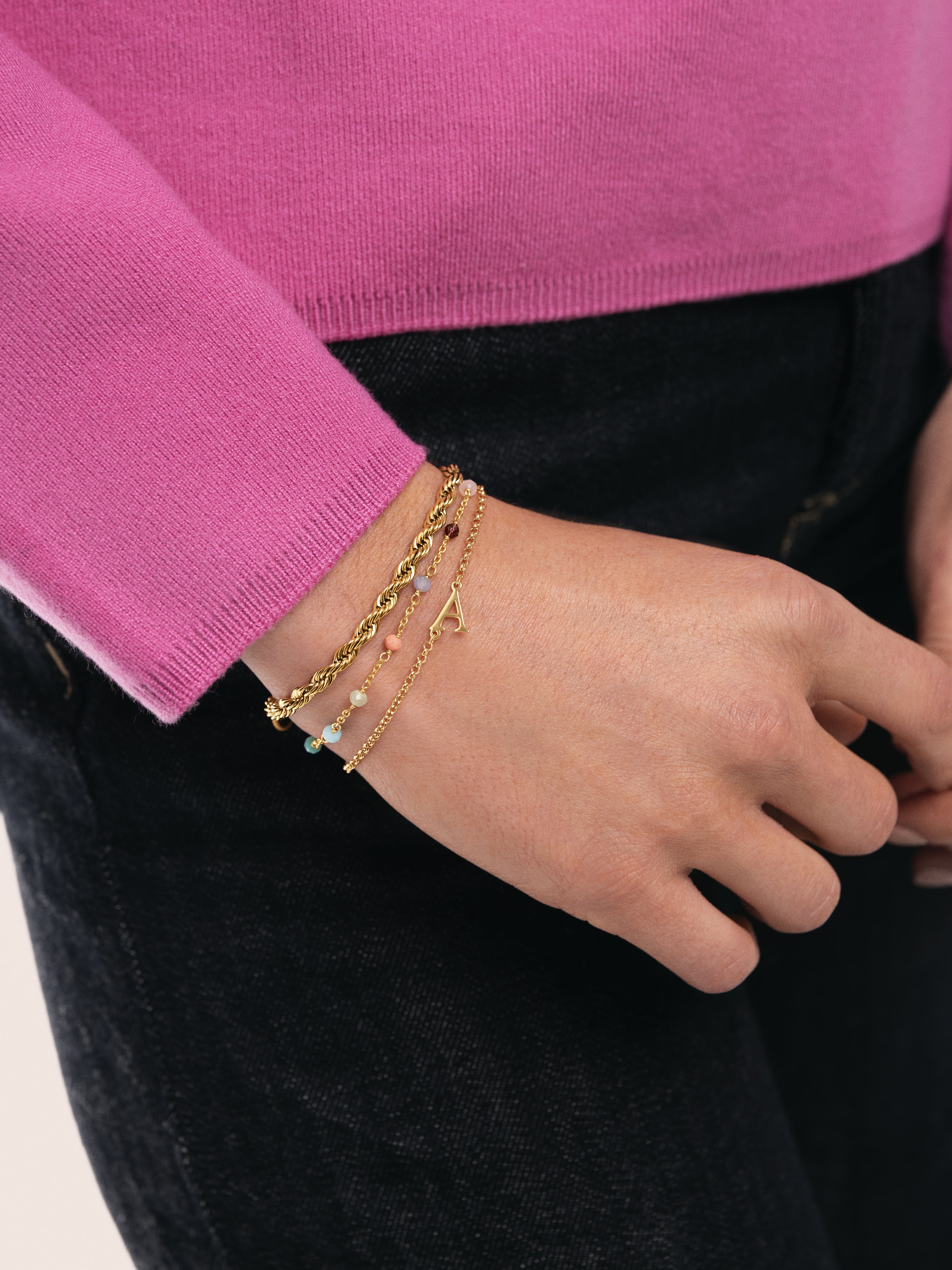 Single Letter Gold Bracelet 