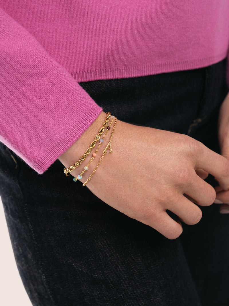 Single Letter Armband Silber, vergoldet