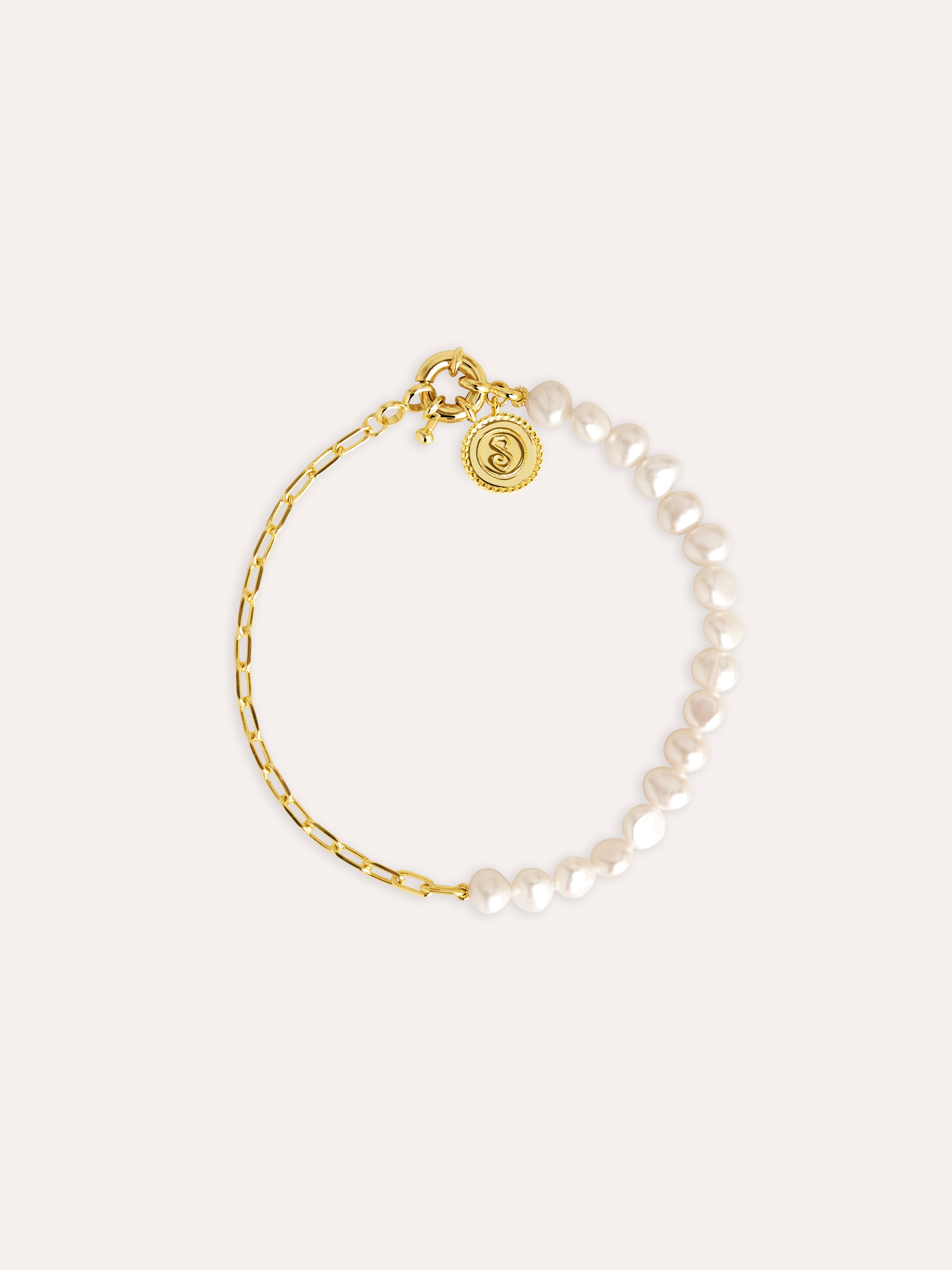 Chic Pearl Stainless Steel Gold Bracelet