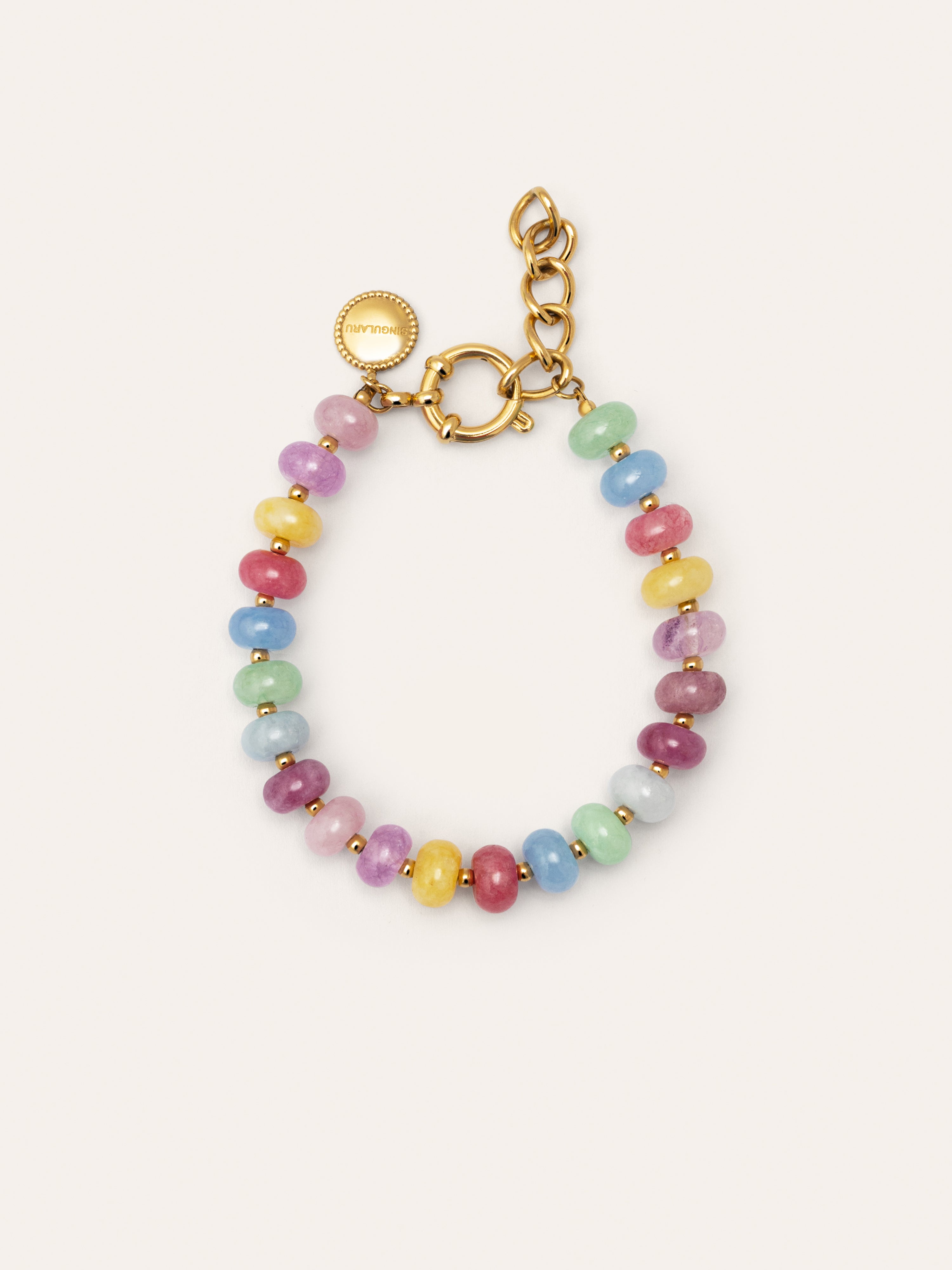 Color Stones Stainless Steel Gold Bracelet