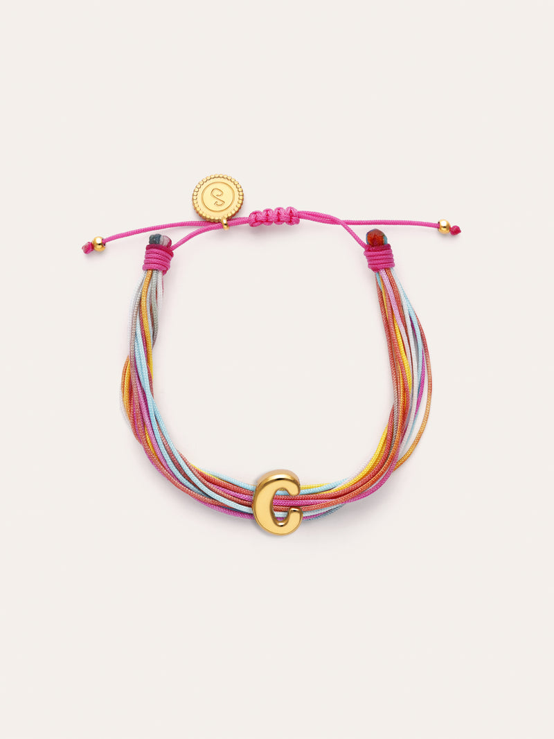 Personalisierbares Armband in Regenbogenfarbe, Edelstahl mit Goldbeschichtung