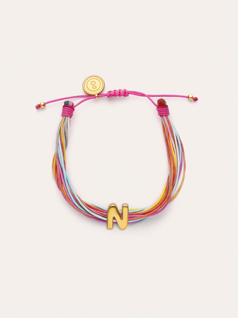 Personalisierbares Armband in Regenbogenfarbe, Edelstahl mit Goldbeschichtung