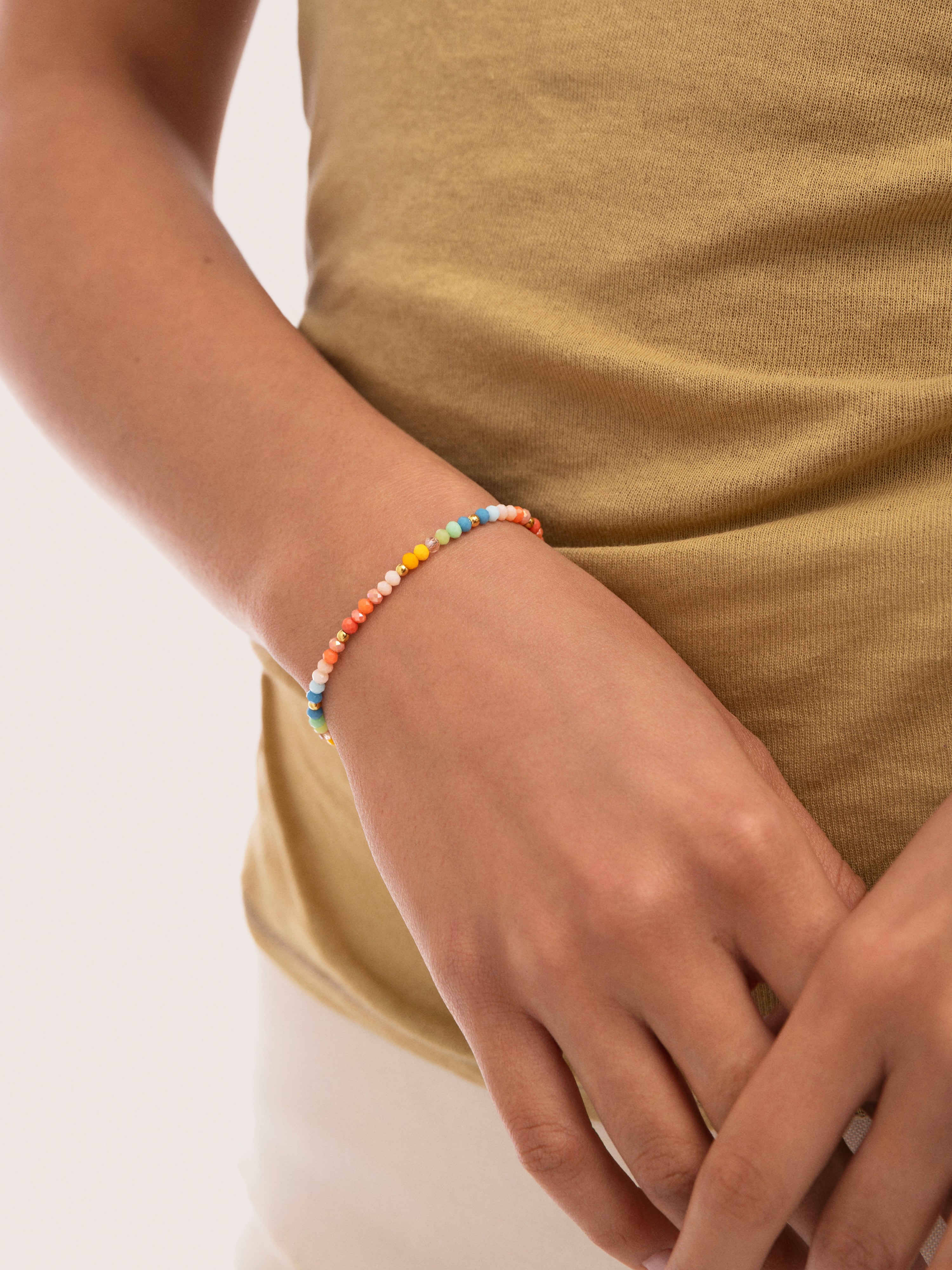 Pastell Kristall Armband Edelstahl Vergoldet