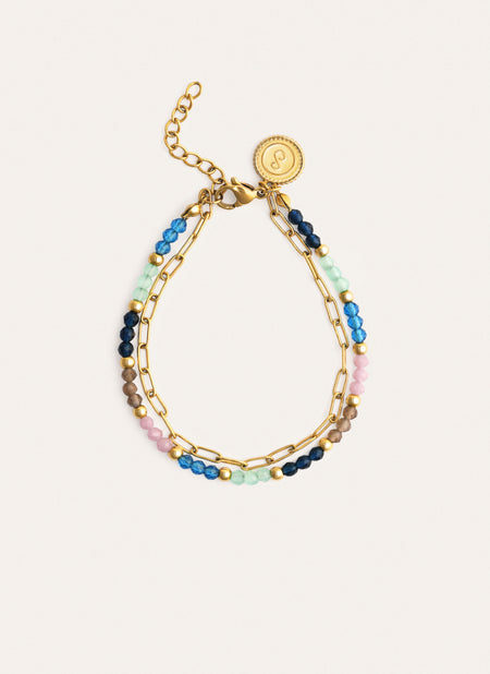 Pulsera Dye Dots Bruma Acero Baño Oro