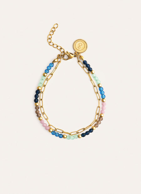 Pulsera Dye Dots Bruma Acero Baño Oro