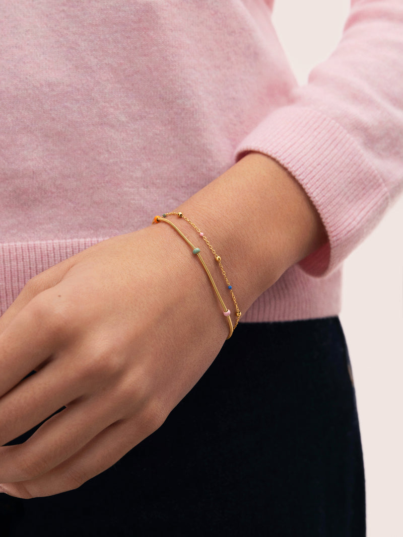 Doppelarmband Carla Emaille Stahl mit Goldbeschichtung