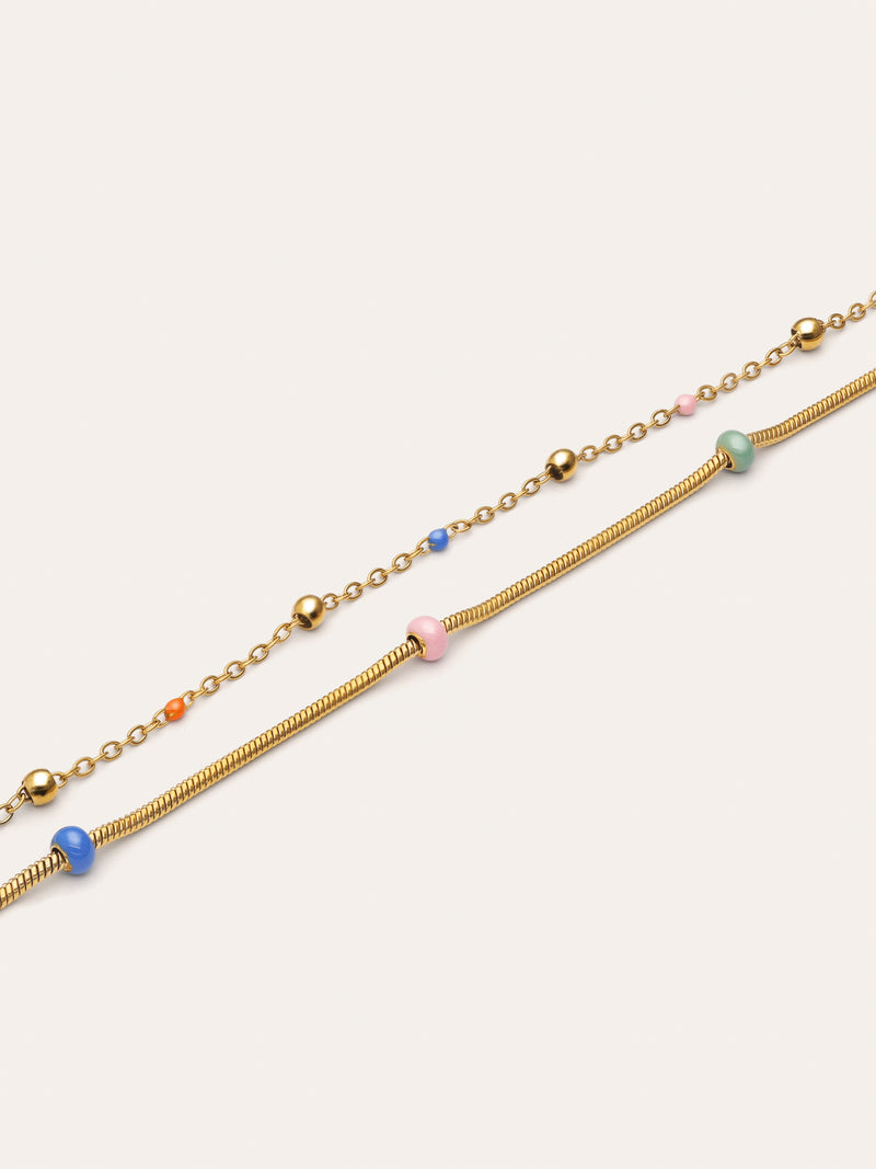 Doppelarmband Carla Emaille Stahl mit Goldbeschichtung