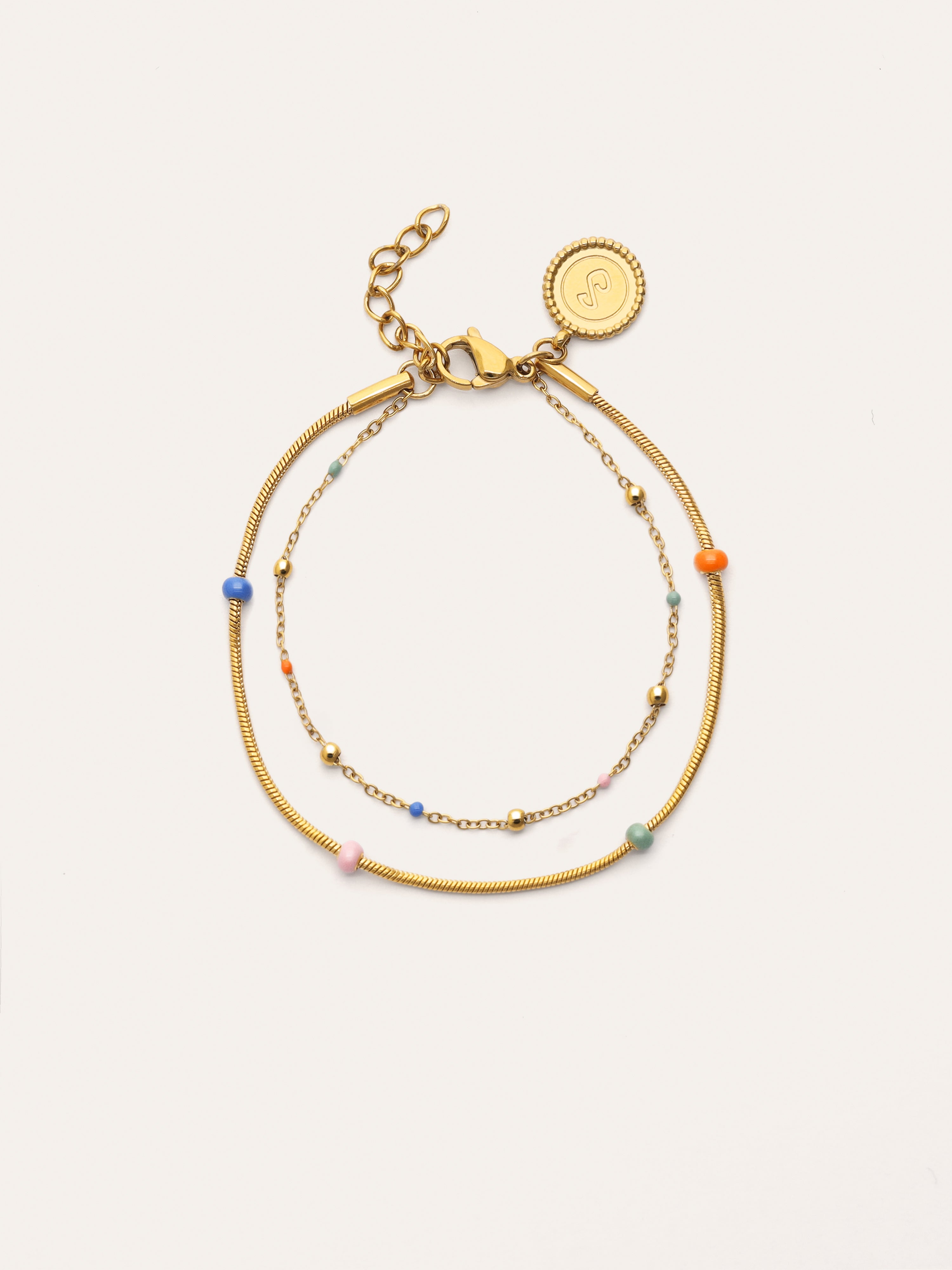 Doppelarmband Carla Emaille Stahl mit Goldbeschichtung