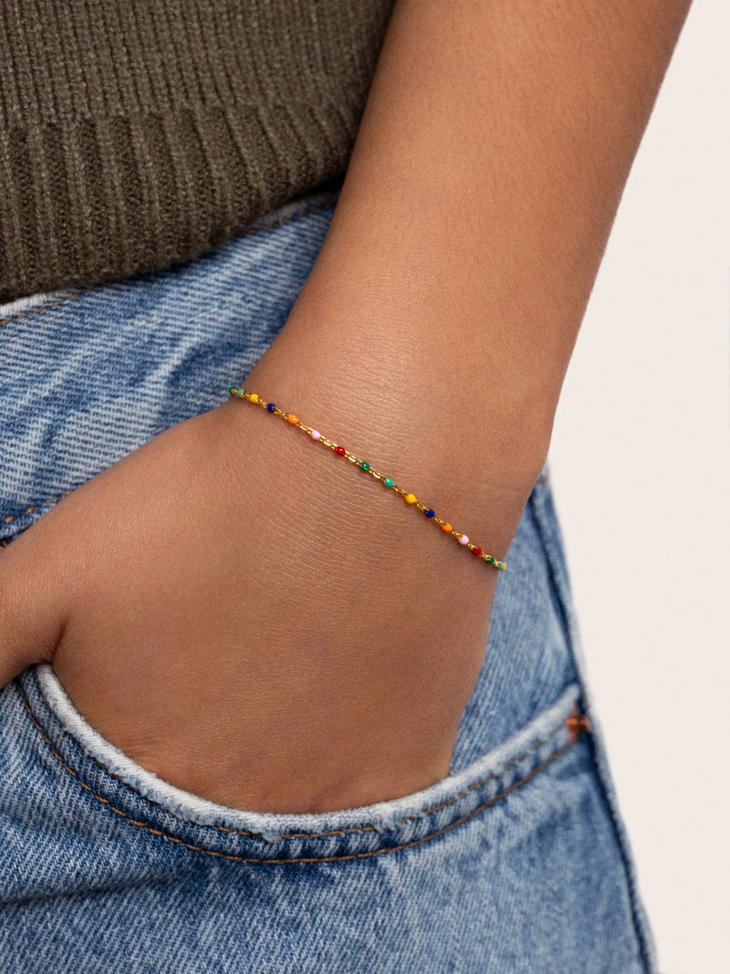 Dots Colors Enamel Armband Silber, vergoldet